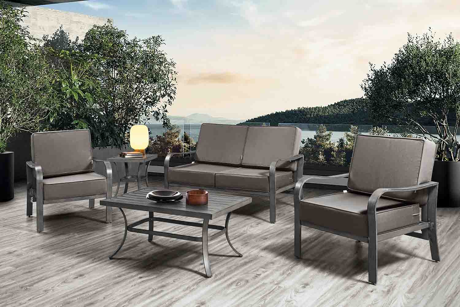 Outdoor Patio Furniture Cushion Set, 6" Thick Deep Seat & Back Cushions with Removable Covers, Fade-Resistant UV Resistant Cushions, 24" x 24"