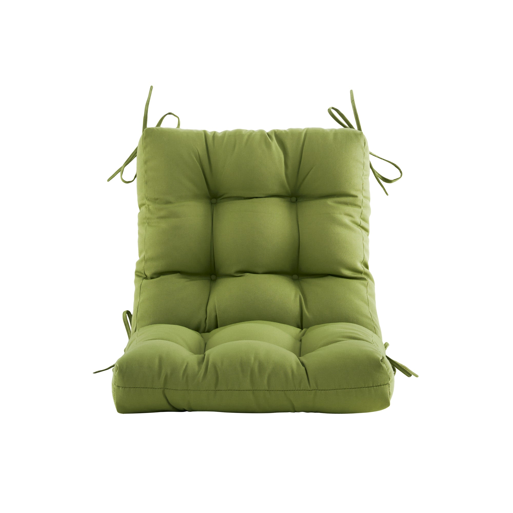 Outdoor Chair Cushion, 4" Thick Tufted Low Back Patio Cushion with Ties, Fade-Resistant Seat Pad for Wicker & Lawn Furniture, 40" x 20" x 4"