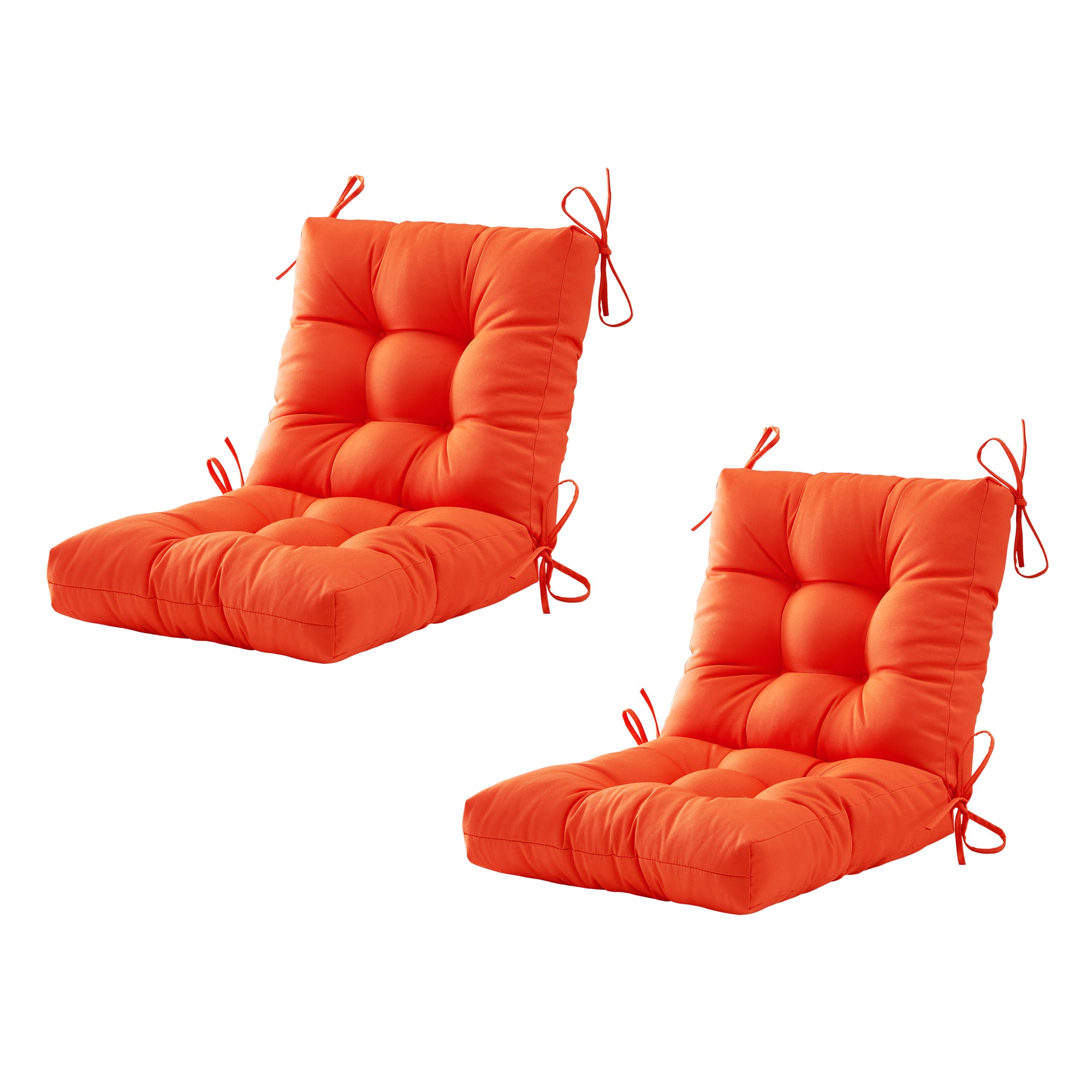 Outdoor Chair Cushion, 4" Thick Tufted Low Back Patio Cushion with Ties, Fade-Resistant Seat Pad for Wicker & Lawn Furniture, 40" x 20" x 4"