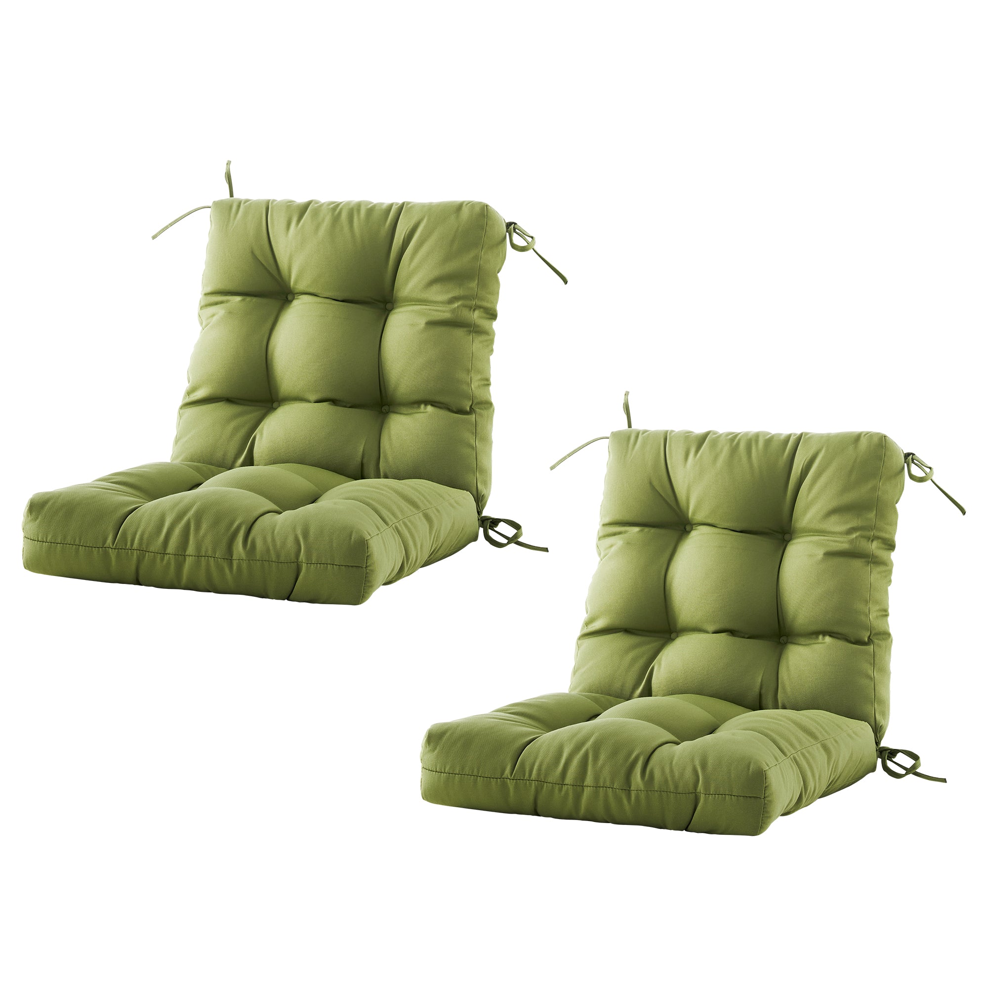 Outdoor Chair Cushion, 4" Thick Tufted Low Back Patio Cushion with Ties, Fade-Resistant Seat Pad for Wicker & Lawn Furniture, 40" x 20" x 4"