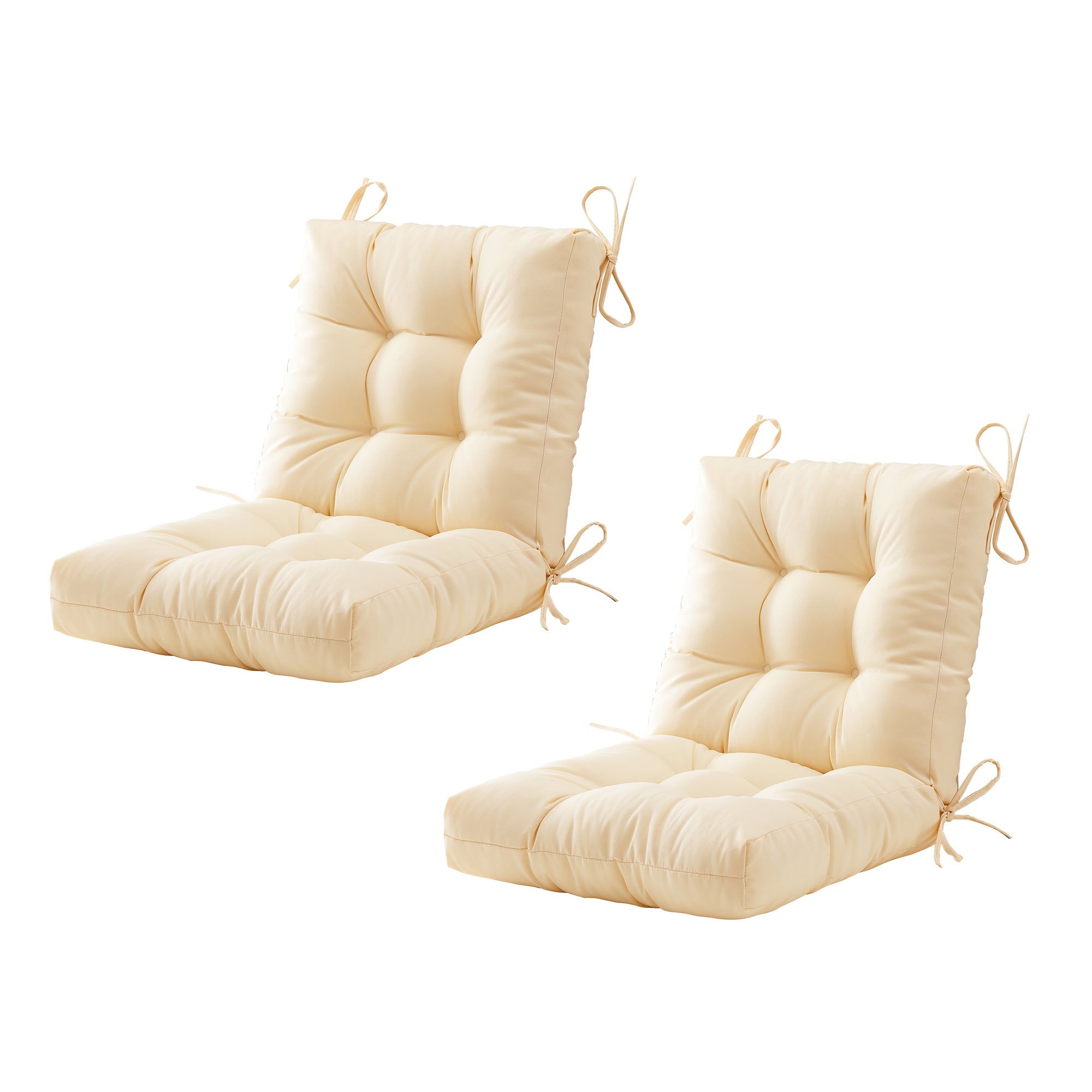 Outdoor Chair Cushion, 4" Thick Tufted Low Back Patio Cushion with Ties, Fade-Resistant Seat Pad for Wicker & Lawn Furniture, 40" x 20" x 4"