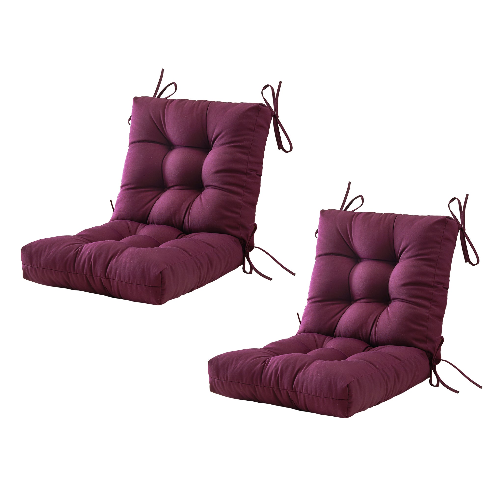 Outdoor Chair Cushion, 4" Thick Tufted Low Back Patio Cushion with Ties, Fade-Resistant Seat Pad for Wicker & Lawn Furniture, 40" x 20" x 4"