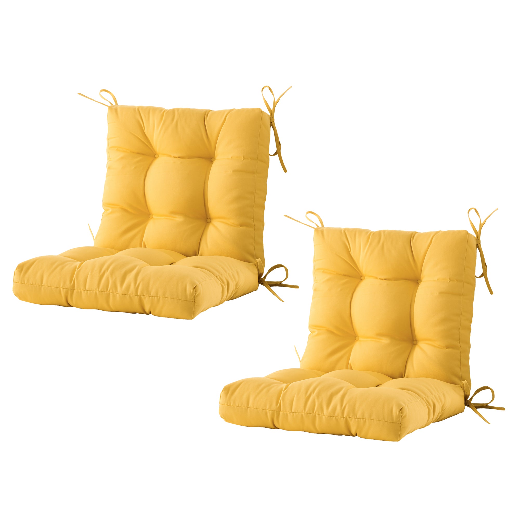 Outdoor Chair Cushion, 4" Thick Tufted Low Back Patio Cushion with Ties, Fade-Resistant Seat Pad for Wicker & Lawn Furniture, 40" x 20" x 4"