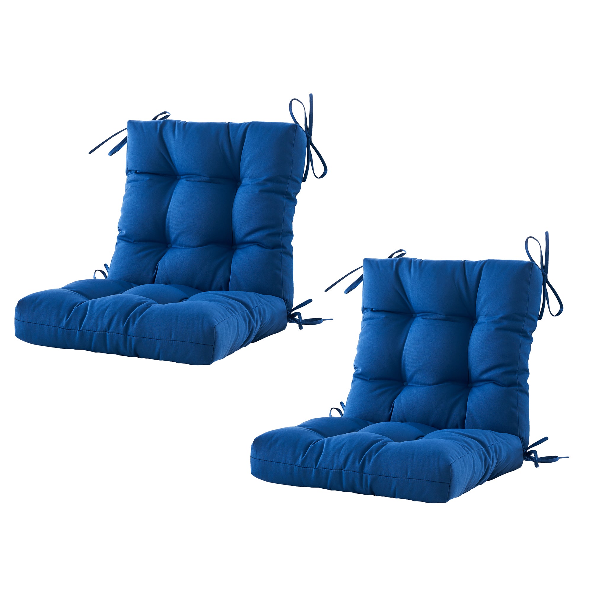 Outdoor Chair Cushion, 4" Thick Tufted Low Back Patio Cushion with Ties, Fade-Resistant Seat Pad for Wicker & Lawn Furniture, 40" x 20" x 4"