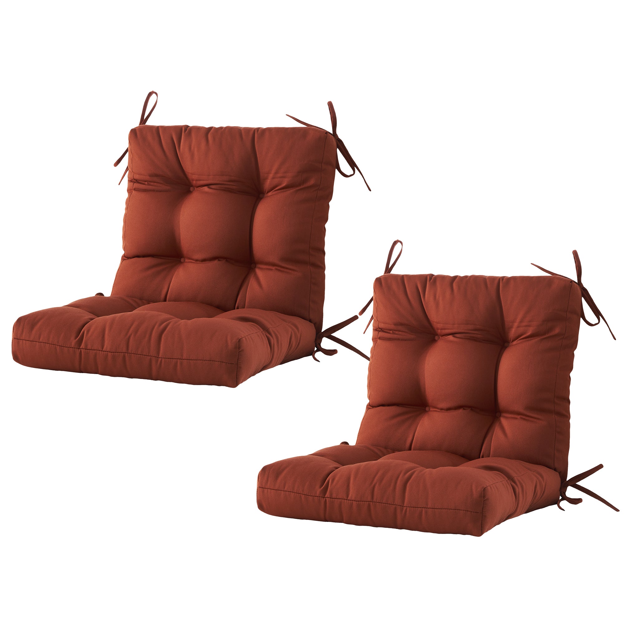 Outdoor Chair Cushion, 4" Thick Tufted Low Back Patio Cushion with Ties, Fade-Resistant Seat Pad for Wicker & Lawn Furniture, 40" x 20" x 4"