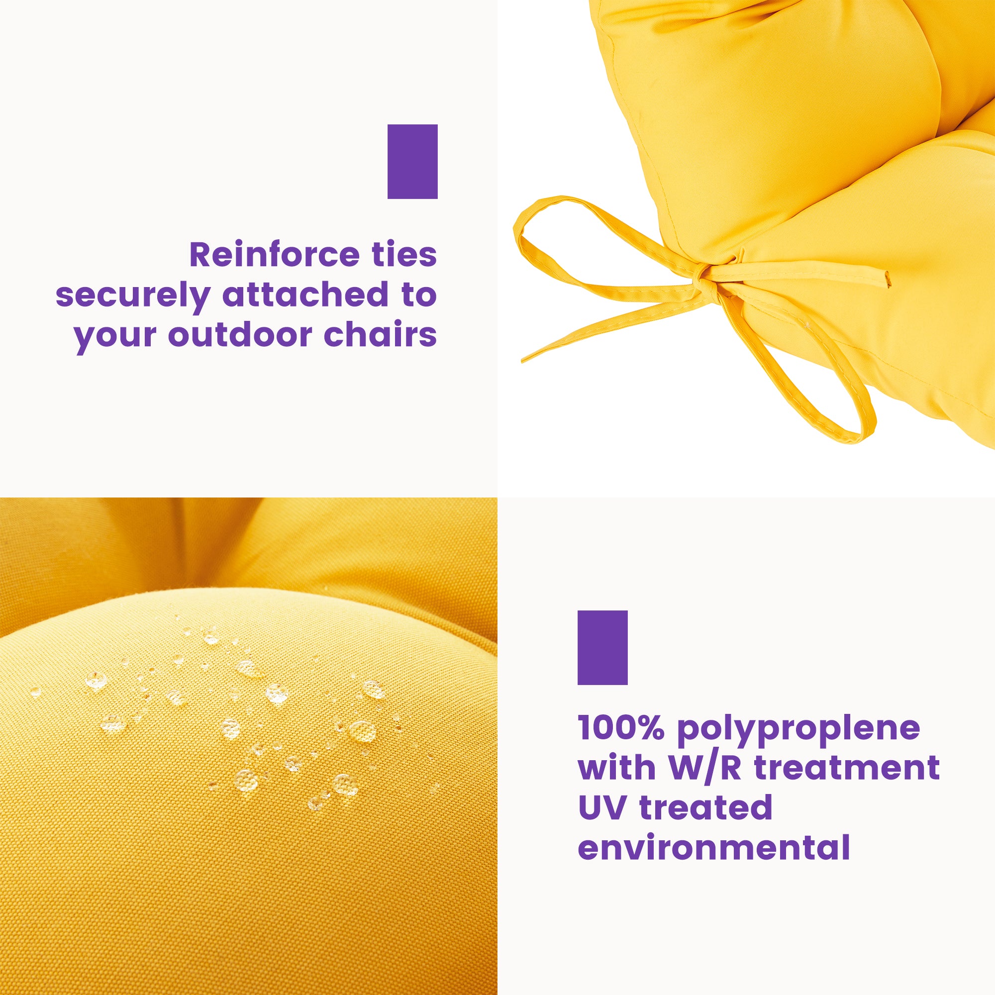Outdoor High Back Chair Cushion, Thick Tufted Seat Pad with UV & Water-Resistant Fabric, 48" x 21" x 4"