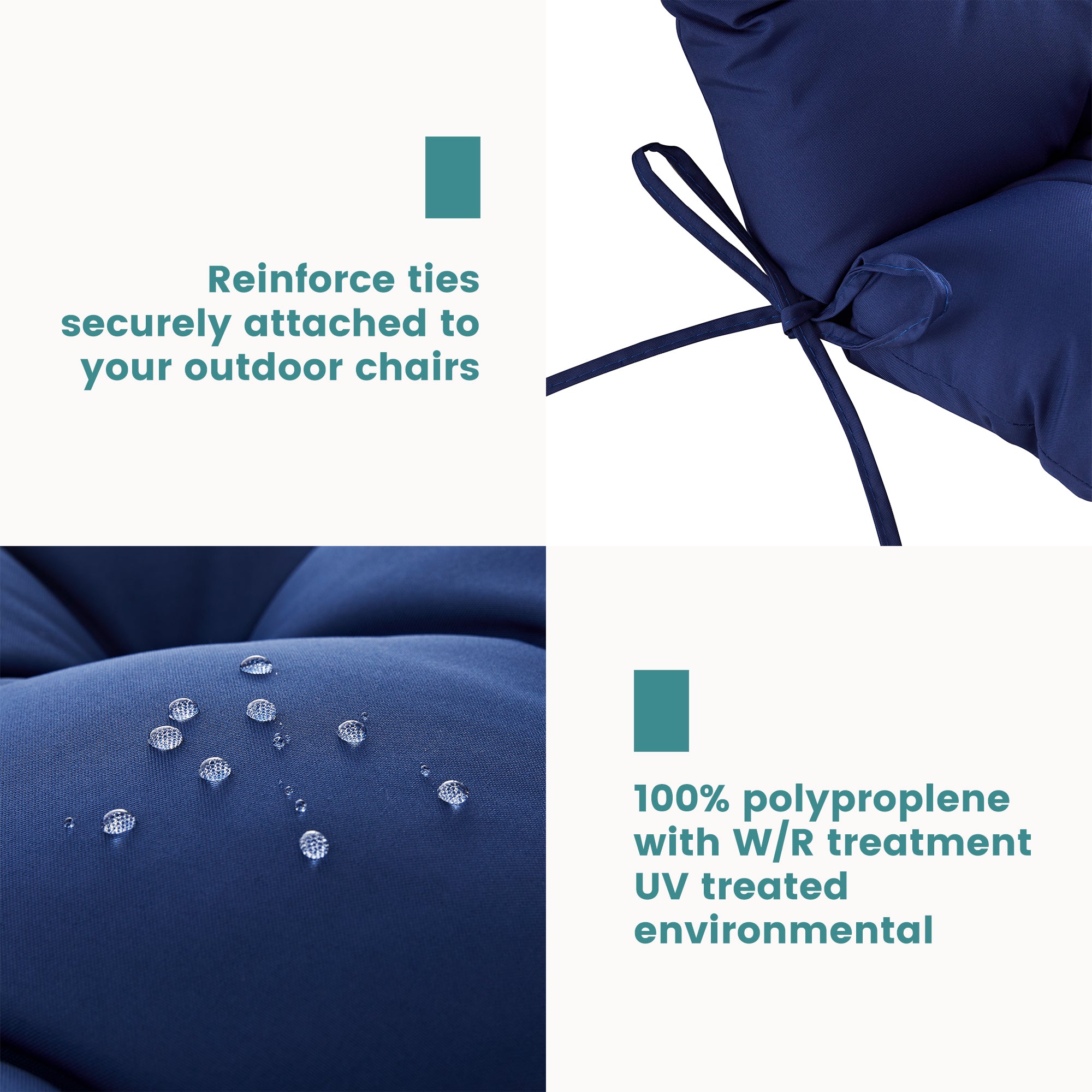 Outdoor High Back Chair Cushion, Thick Tufted Seat Pad with UV & Water-Resistant Fabric, 48" x 21" x 4"