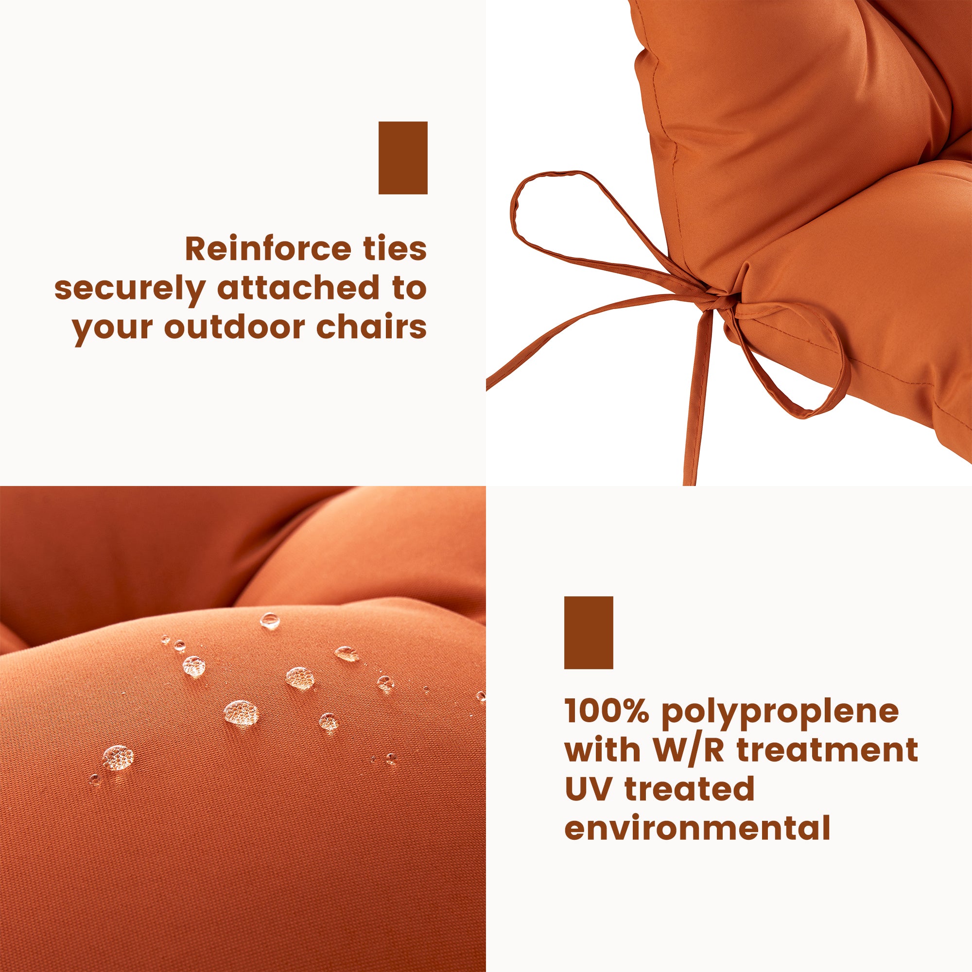 Outdoor High Back Chair Cushion, Thick Tufted Seat Pad with UV & Water-Resistant Fabric, 48" x 21" x 4"