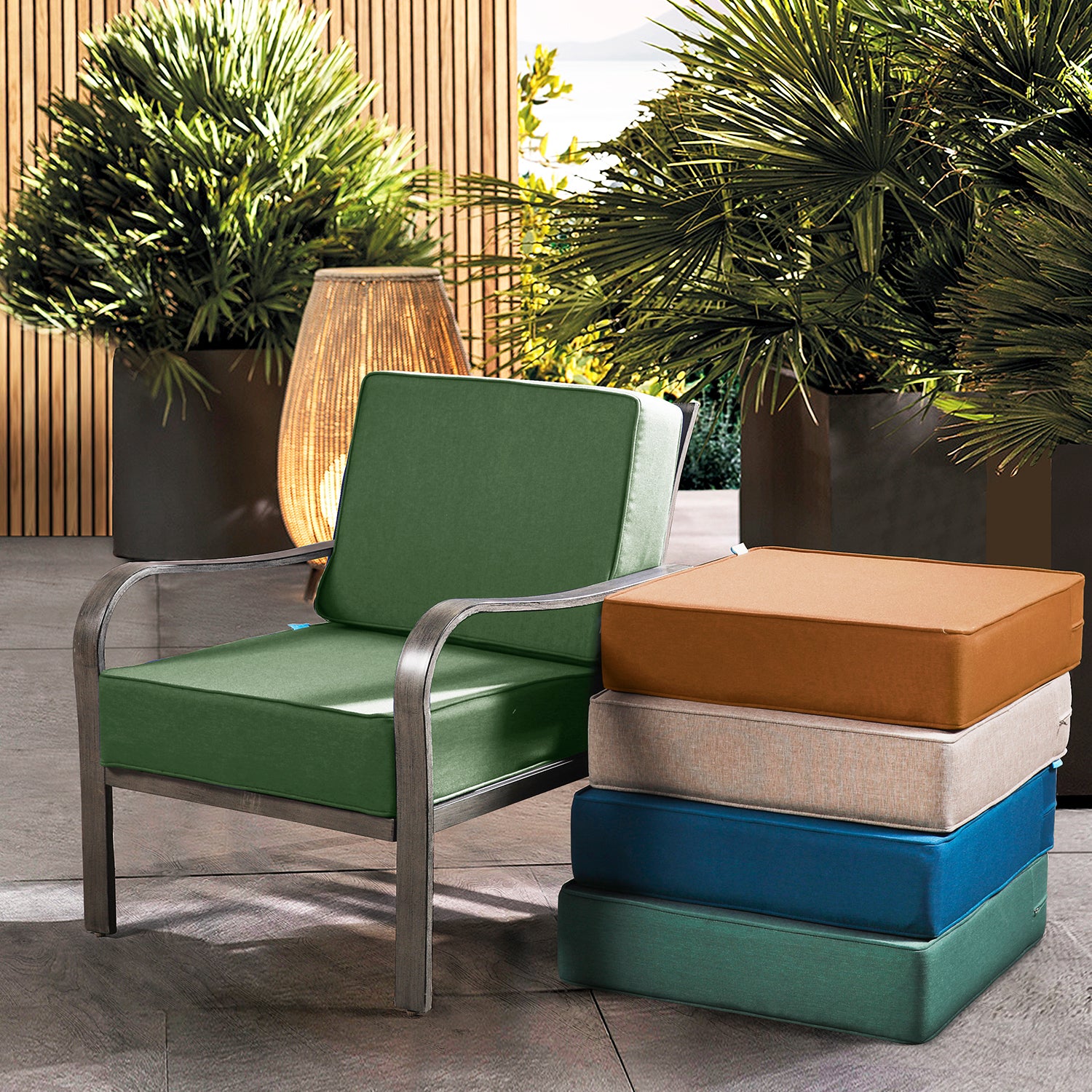 Outdoor Patio Furniture Cushion Set, 6" Thick Deep Seat & Back Cushions with Removable Covers, Fade-Resistant UV Resistant Cushions, 24" x 24"