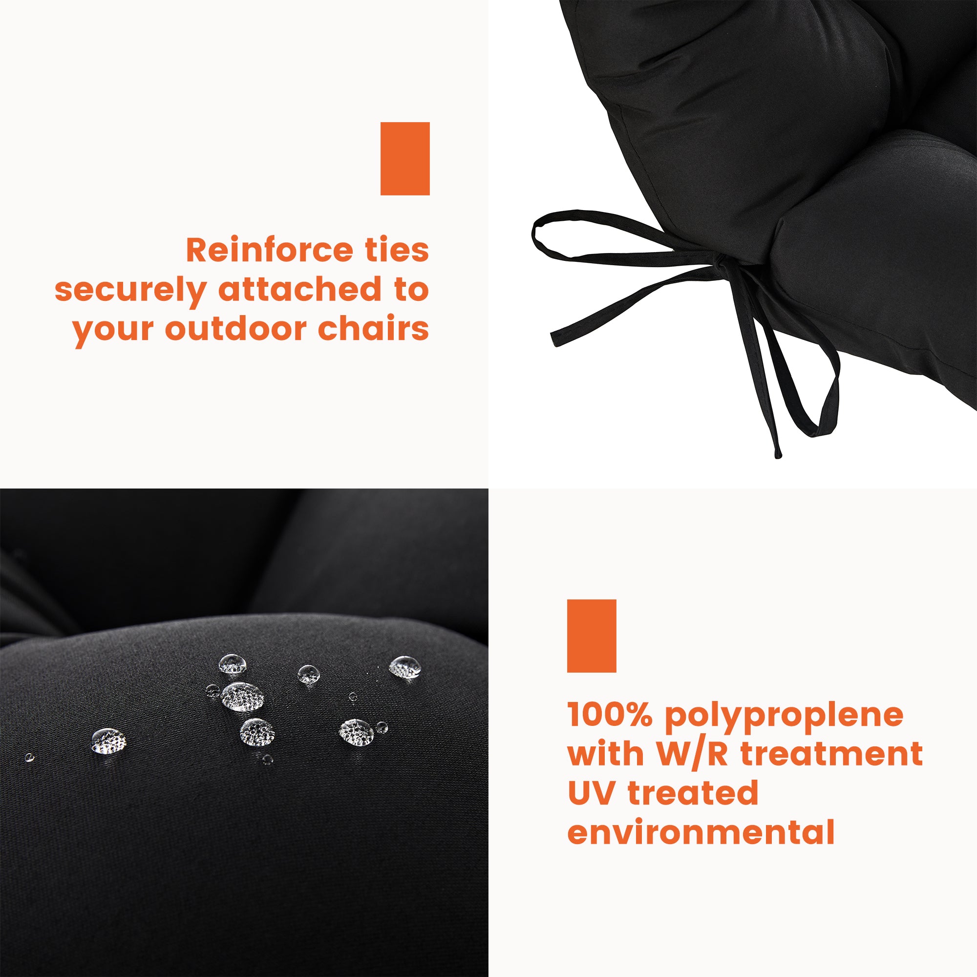 Outdoor High Back Chair Cushion, Thick Tufted Seat Pad with UV & Water-Resistant Fabric, 48" x 21" x 4"