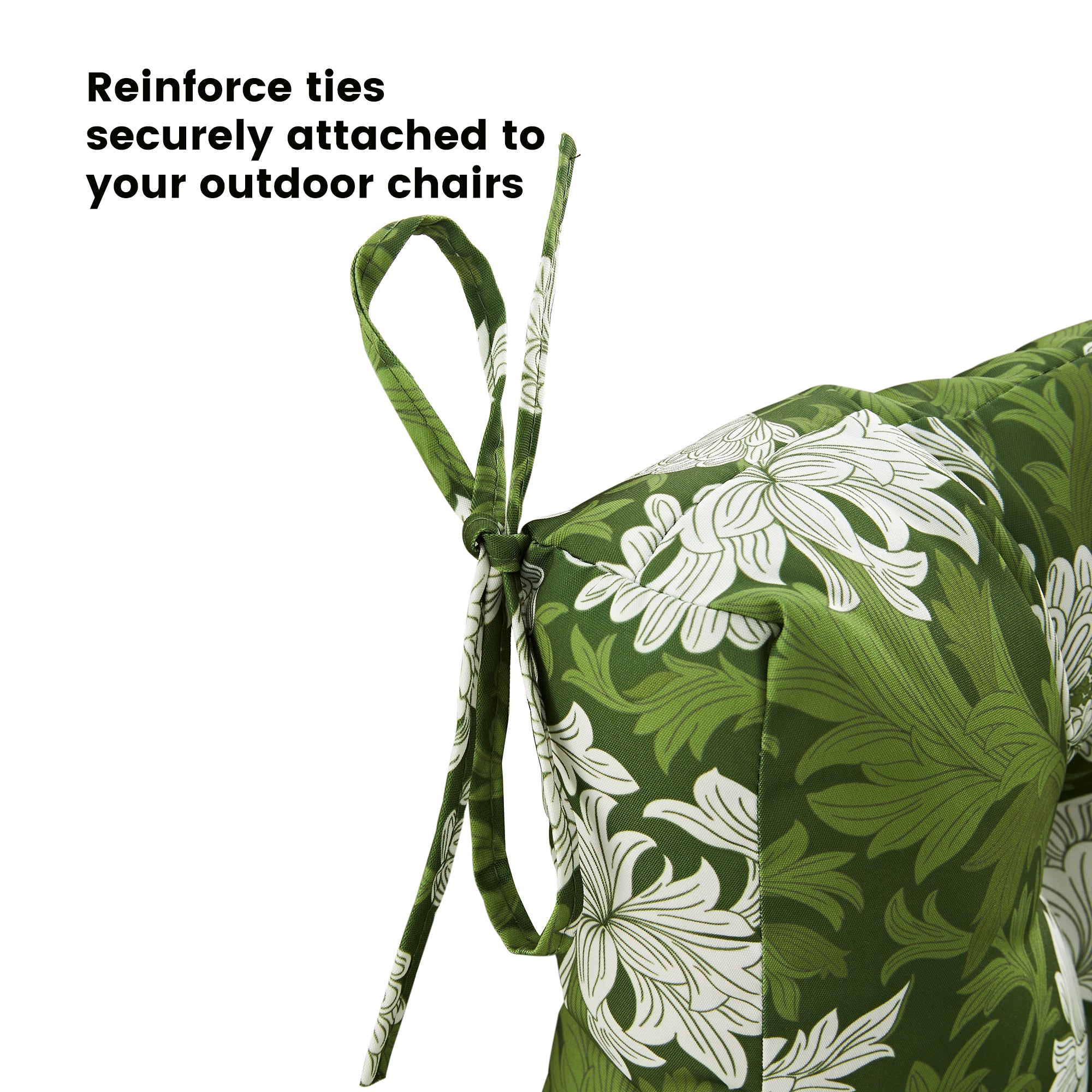 Outdoor Chaise Lounge Cushion 72x22x4 inches, Floral Tufted Thick Replacement Cushion with Ties, All Weather Wicker Patio Furniture Cushion