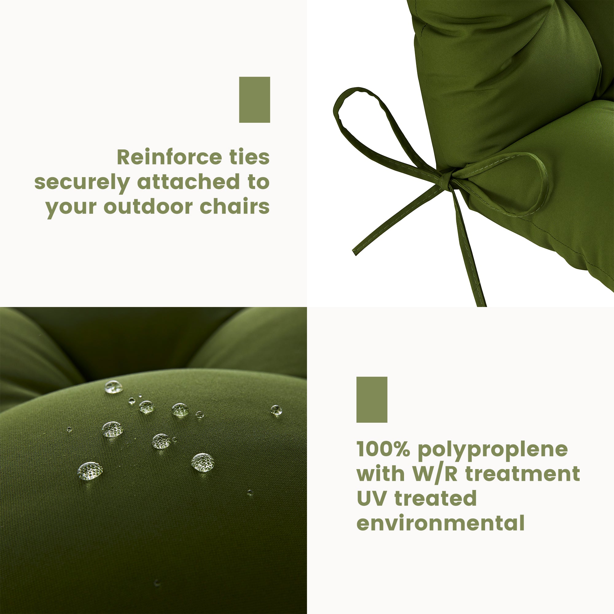 Outdoor High Back Chair Cushion, Thick Tufted Seat Pad with UV & Water-Resistant Fabric, 48" x 21" x 4"