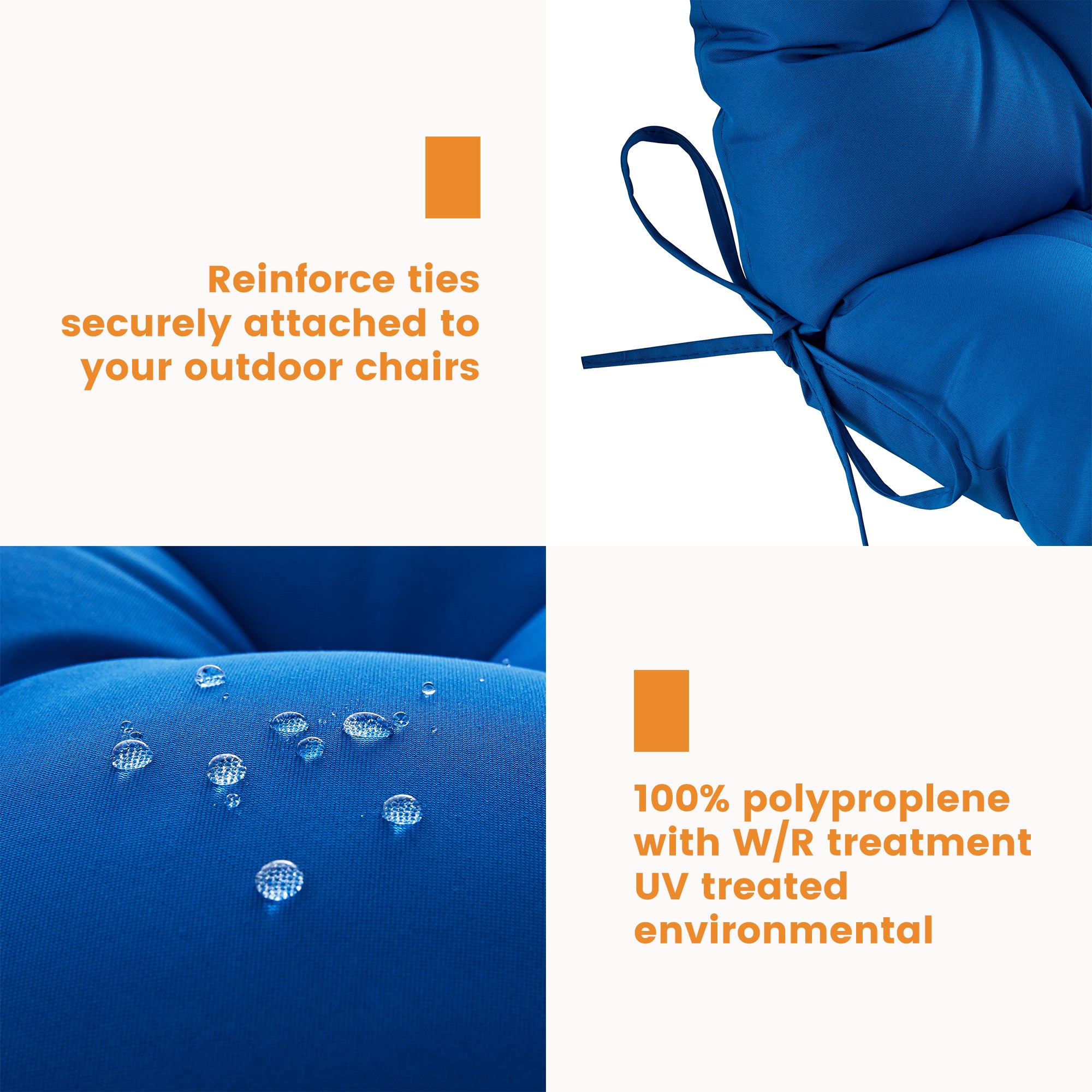 Outdoor High Back Chair Cushion, Thick Tufted Seat Pad with UV & Water-Resistant Fabric, 48" x 21" x 4"