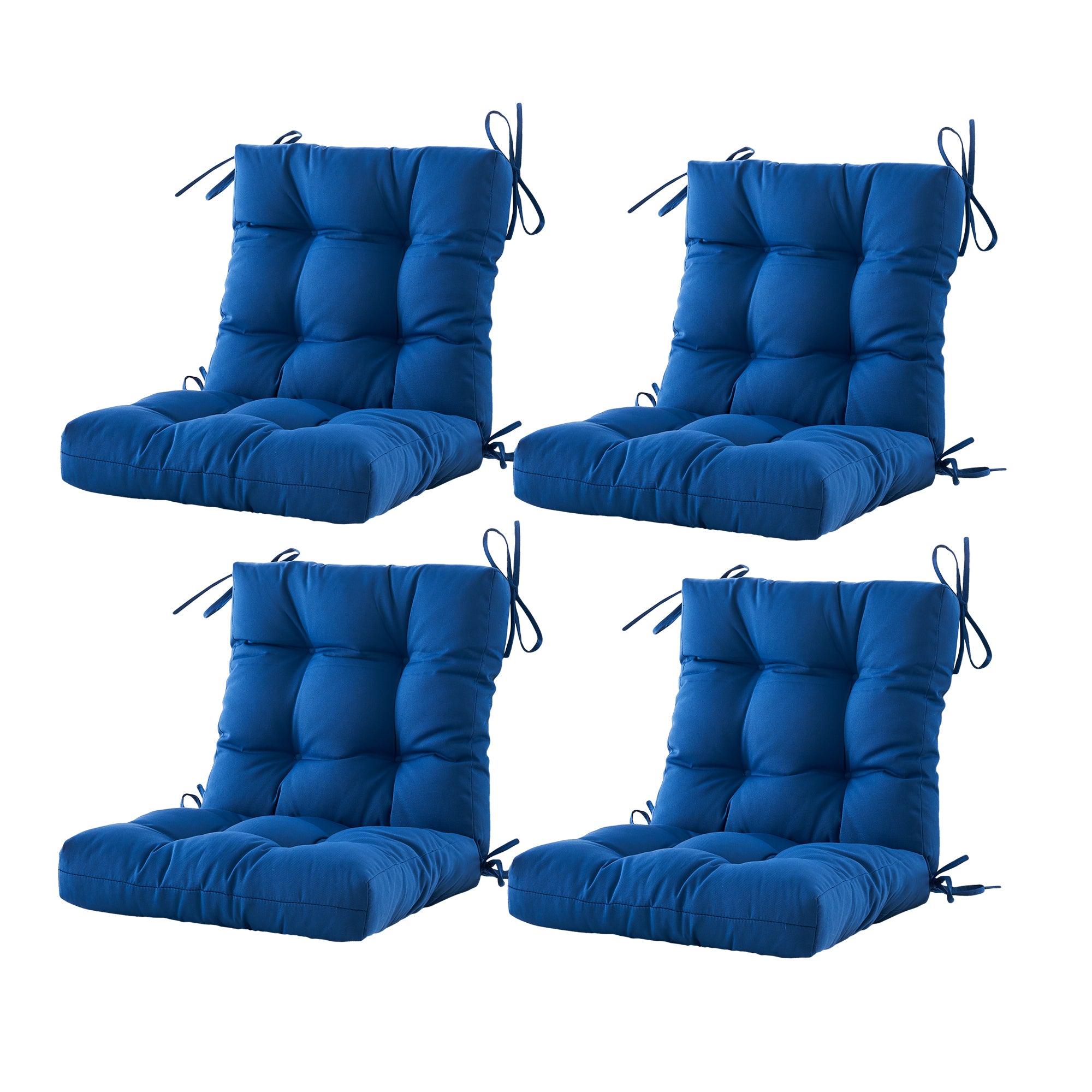 Outdoor Chair Cushion, 4" Thick Tufted Low Back Patio Cushion with Ties, Fade-Resistant Seat Pad for Wicker & Lawn Furniture, 40" x 20" x 4"