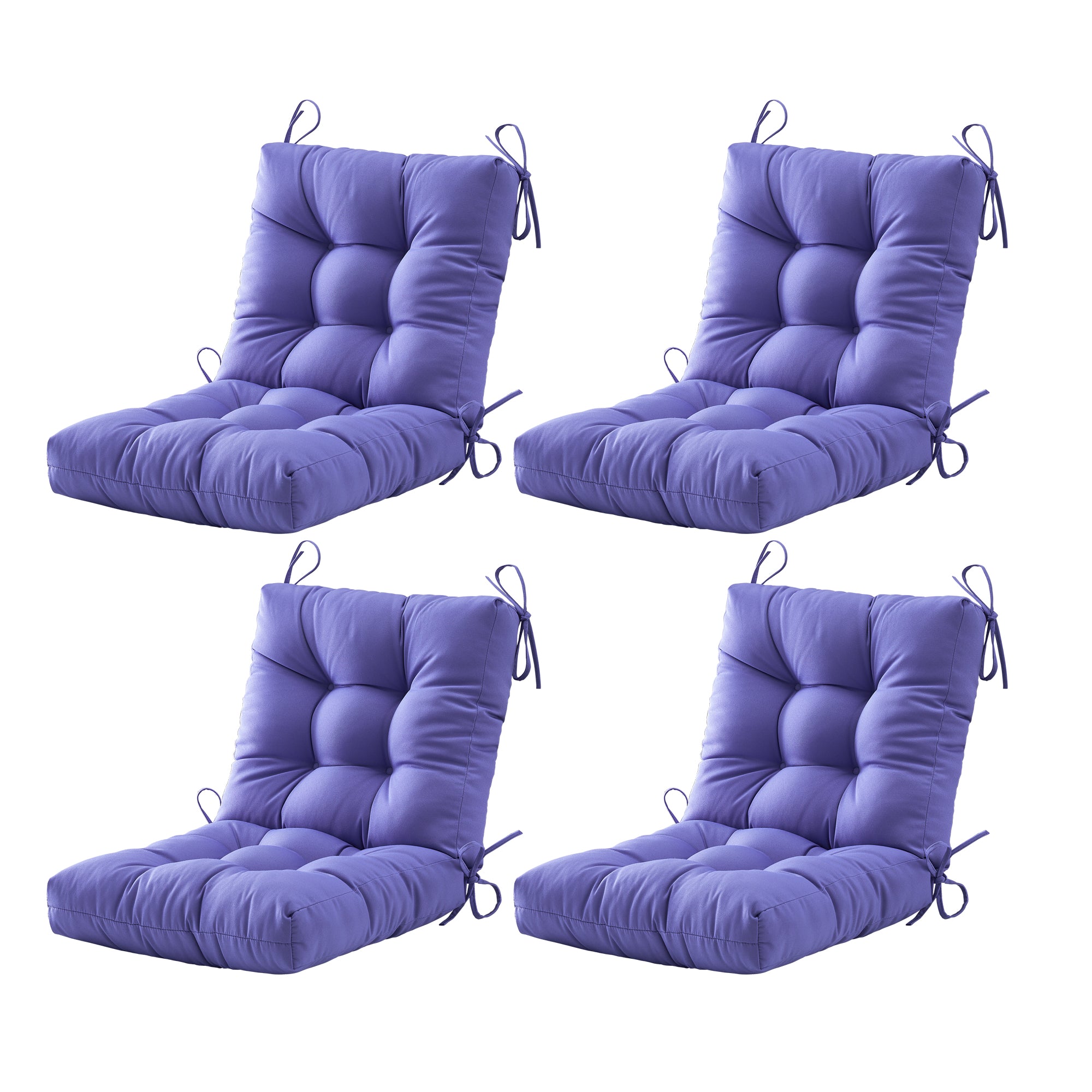 Outdoor Chair Cushion, 4" Thick Tufted Low Back Patio Cushion with Ties, Fade-Resistant Seat Pad for Wicker & Lawn Furniture, 40" x 20" x 4"