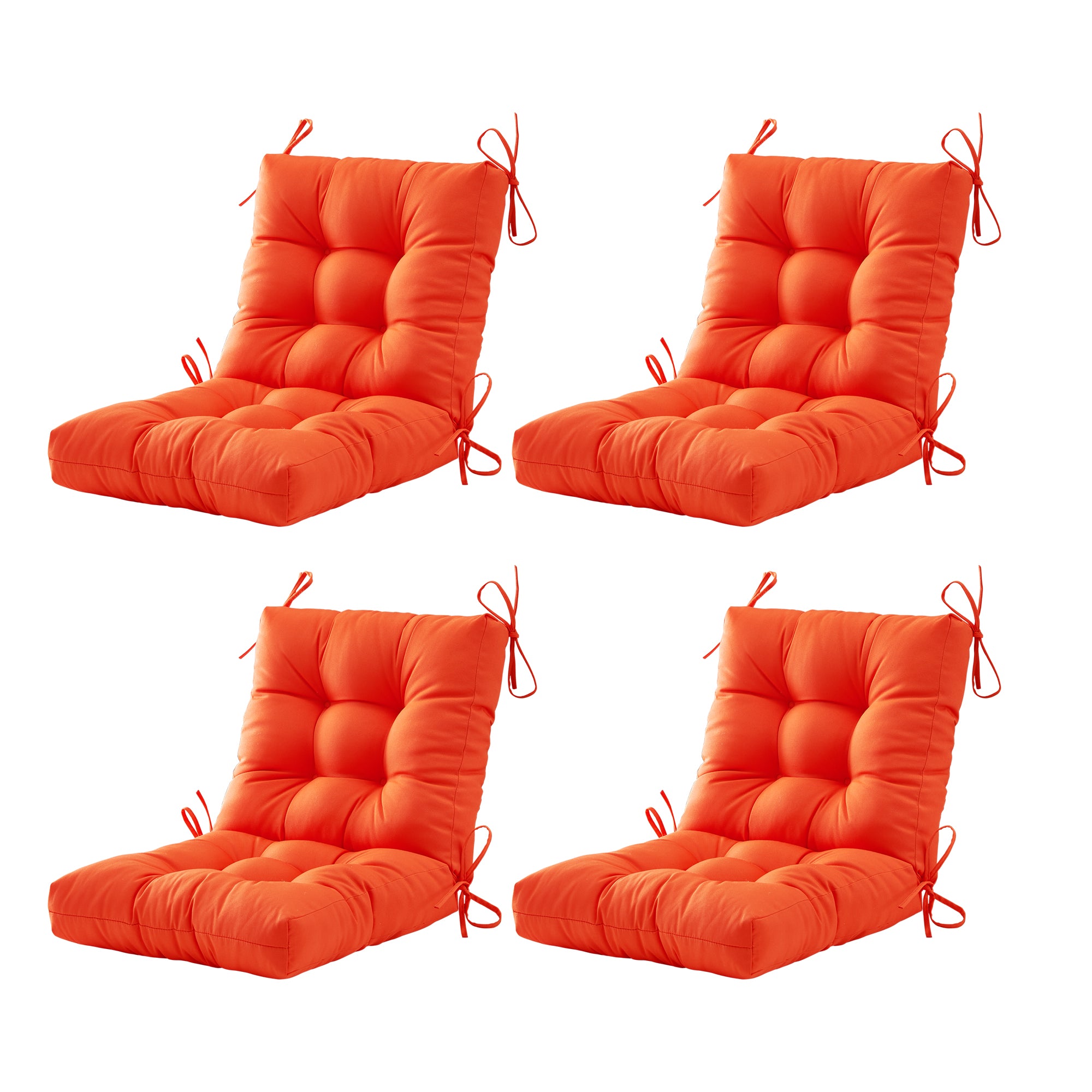Outdoor Chair Cushion, 4" Thick Tufted Low Back Patio Cushion with Ties, Fade-Resistant Seat Pad for Wicker & Lawn Furniture, 40" x 20" x 4"