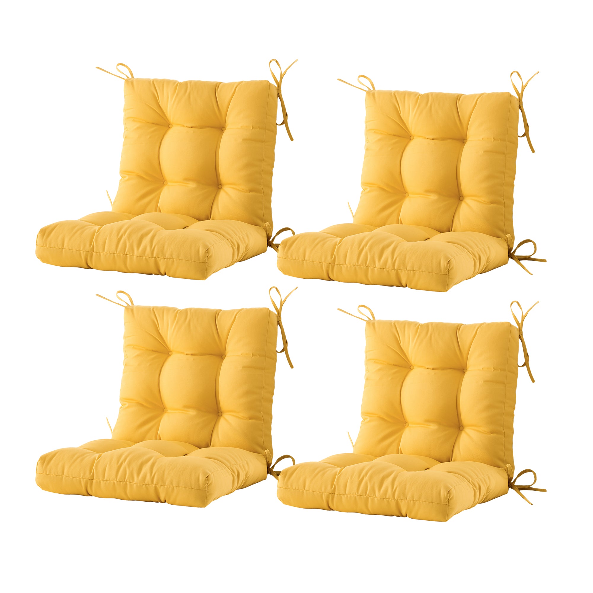 Outdoor Chair Cushion, 4" Thick Tufted Low Back Patio Cushion with Ties, Fade-Resistant Seat Pad for Wicker & Lawn Furniture, 40" x 20" x 4"