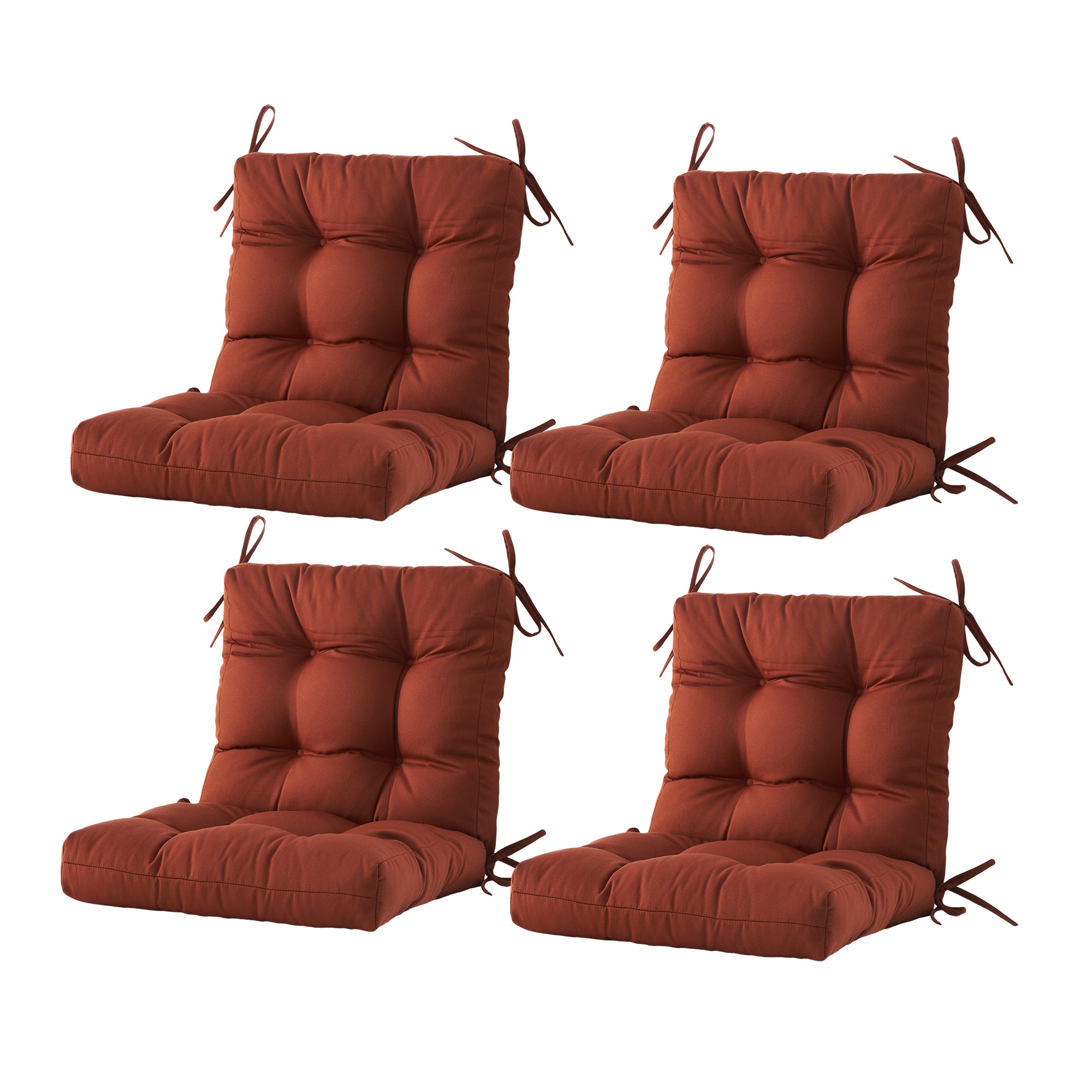 Outdoor Chair Cushion, 4" Thick Tufted Low Back Patio Cushion with Ties, Fade-Resistant Seat Pad for Wicker & Lawn Furniture, 40" x 20" x 4"