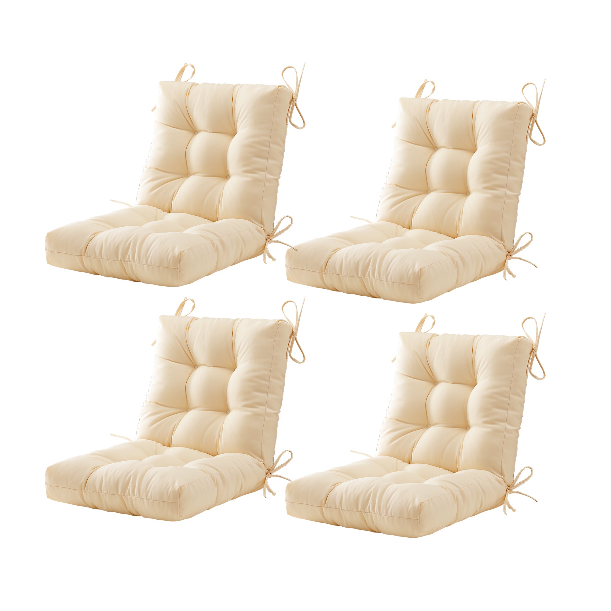 Outdoor Chair Cushion, 4" Thick Tufted Low Back Patio Cushion with Ties, Fade-Resistant Seat Pad for Wicker & Lawn Furniture, 40" x 20" x 4"