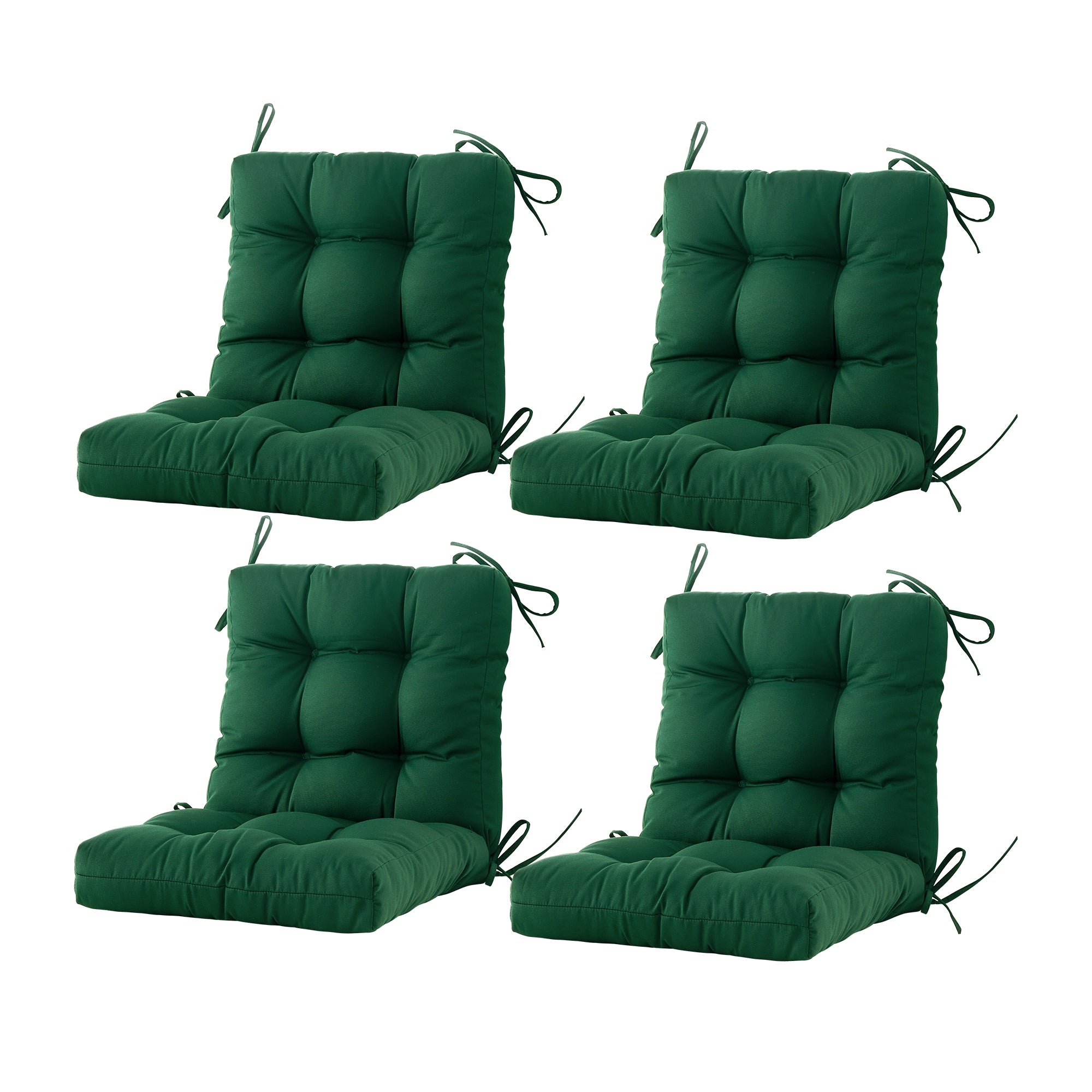 Outdoor Chair Cushion, 4" Thick Tufted Low Back Patio Cushion with Ties, Fade-Resistant Seat Pad for Wicker & Lawn Furniture, 40" x 20" x 4"
