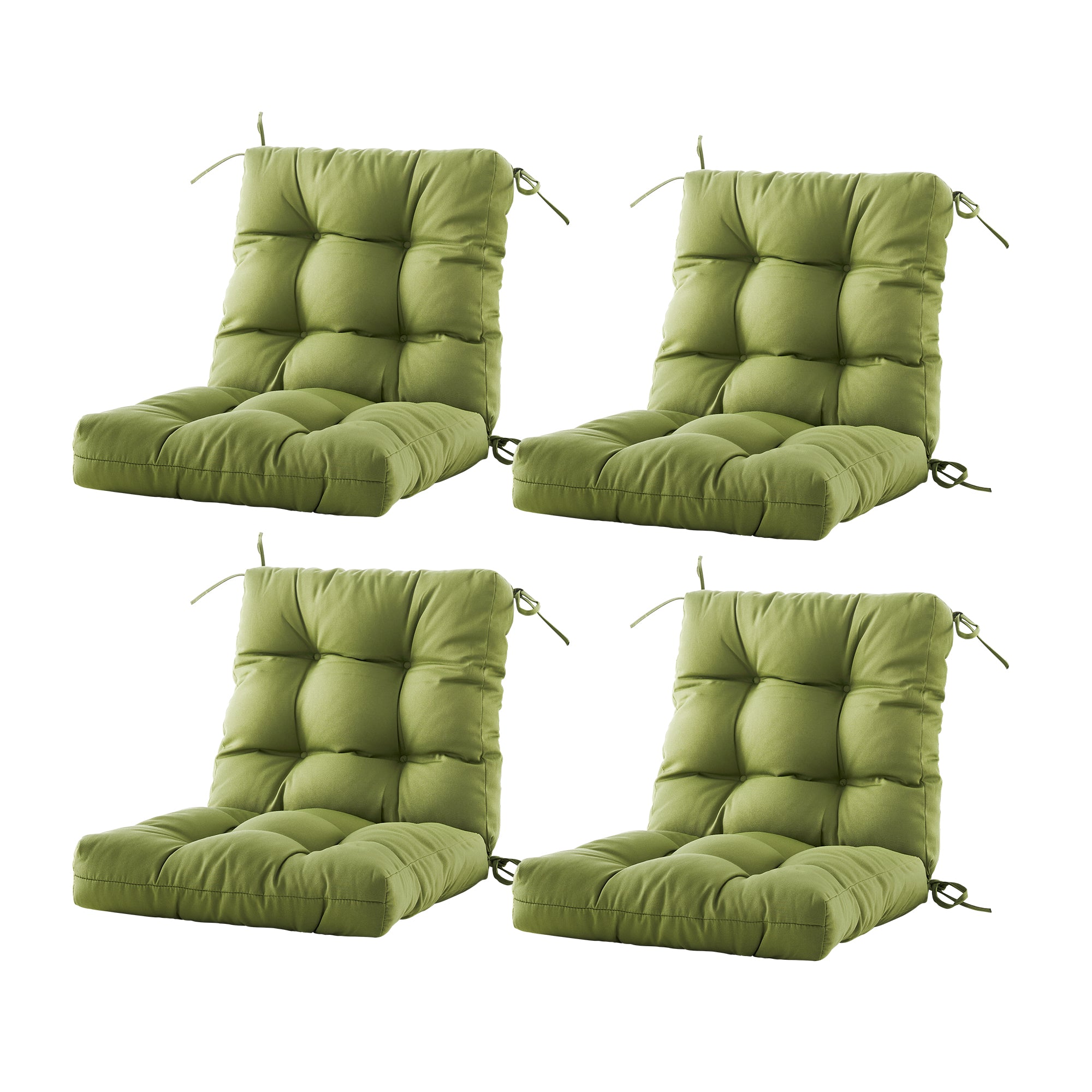 Outdoor Chair Cushion, 4" Thick Tufted Low Back Patio Cushion with Ties, Fade-Resistant Seat Pad for Wicker & Lawn Furniture, 40" x 20" x 4"