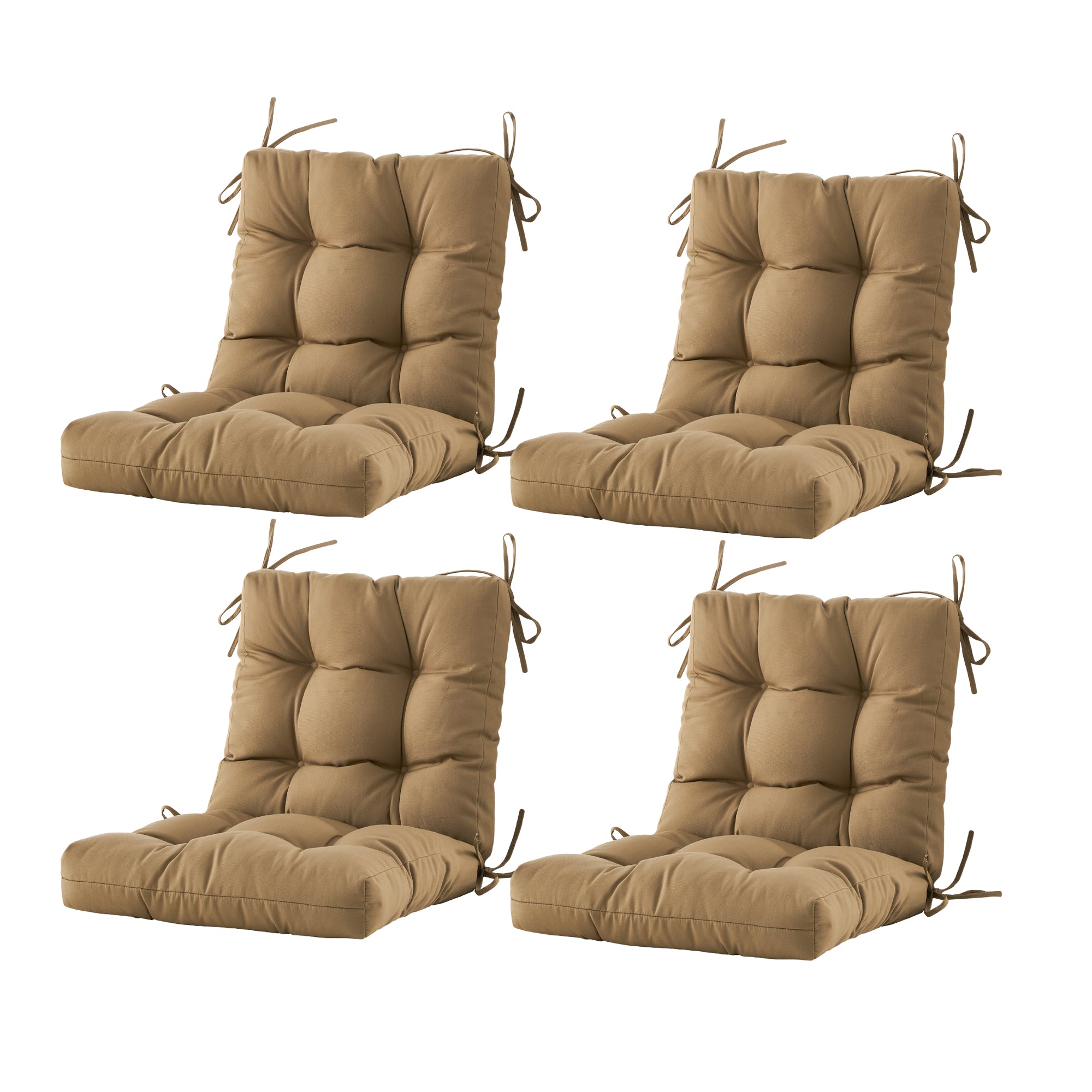 Outdoor Chair Cushion, 4" Thick Tufted Low Back Patio Cushion with Ties, Fade-Resistant Seat Pad for Wicker & Lawn Furniture, 40" x 20" x 4"