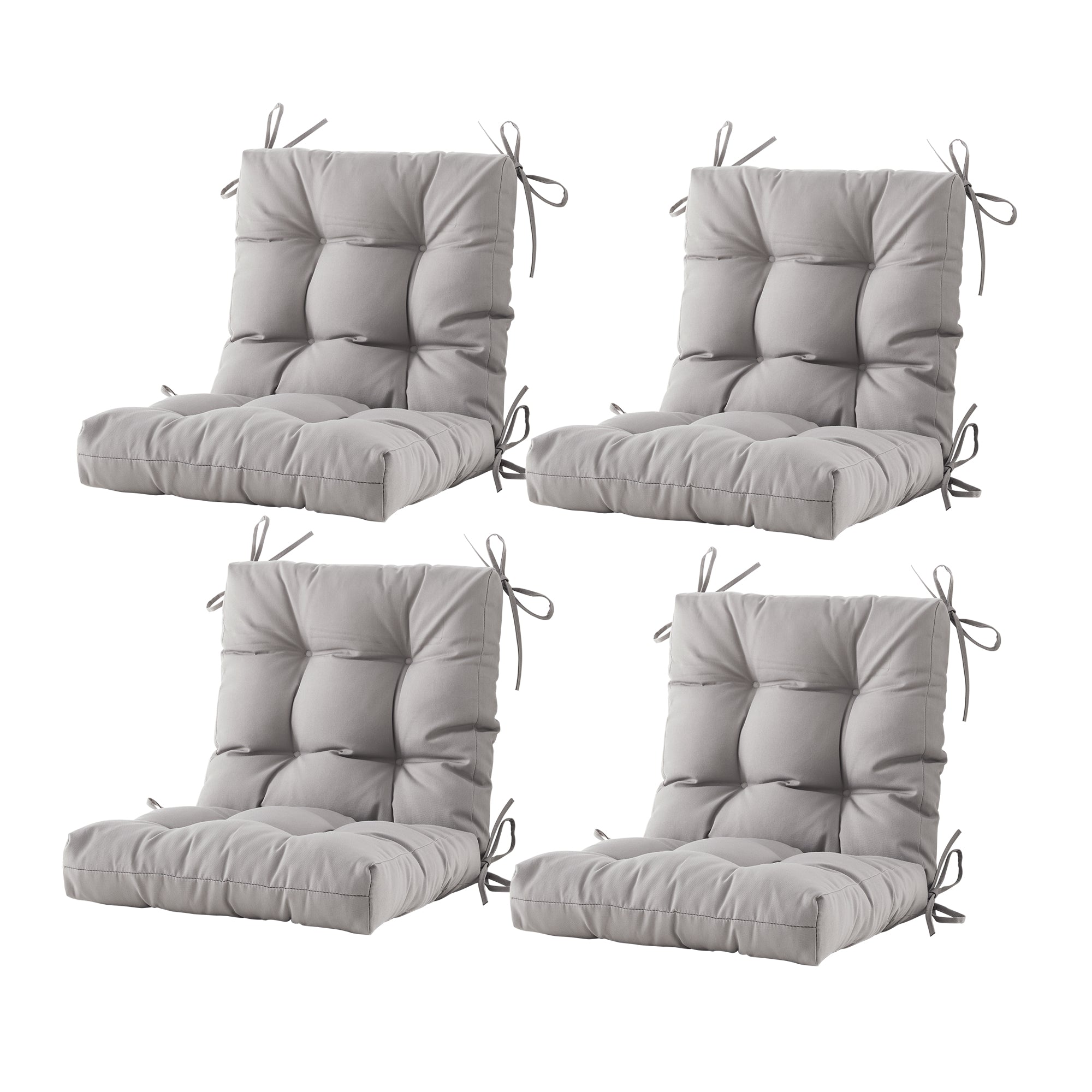Outdoor Chair Cushion, 4" Thick Tufted Low Back Patio Cushion with Ties, Fade-Resistant Seat Pad for Wicker & Lawn Furniture, 40" x 20" x 4"