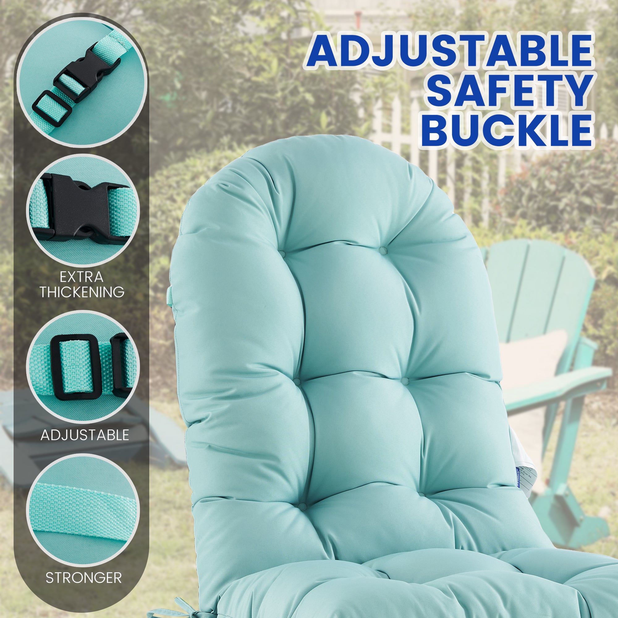 Outdoor High Back Chair Cushion, Thick Tufted Seat Pad with UV & Water-Resistant Fabric, 48" x 21" x 4"