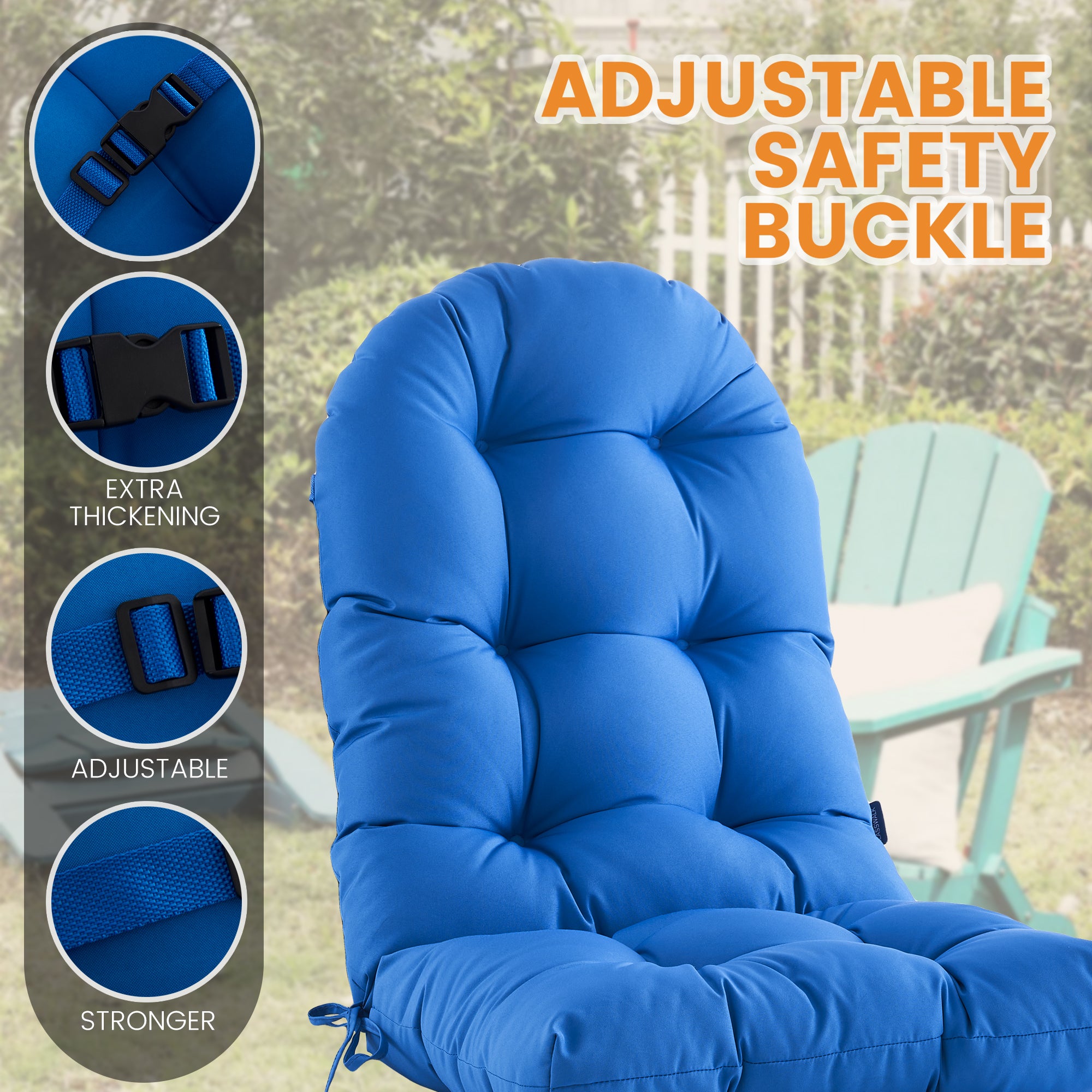 Outdoor High Back Chair Cushion, Thick Tufted Seat Pad with UV & Water-Resistant Fabric, 48" x 21" x 4"