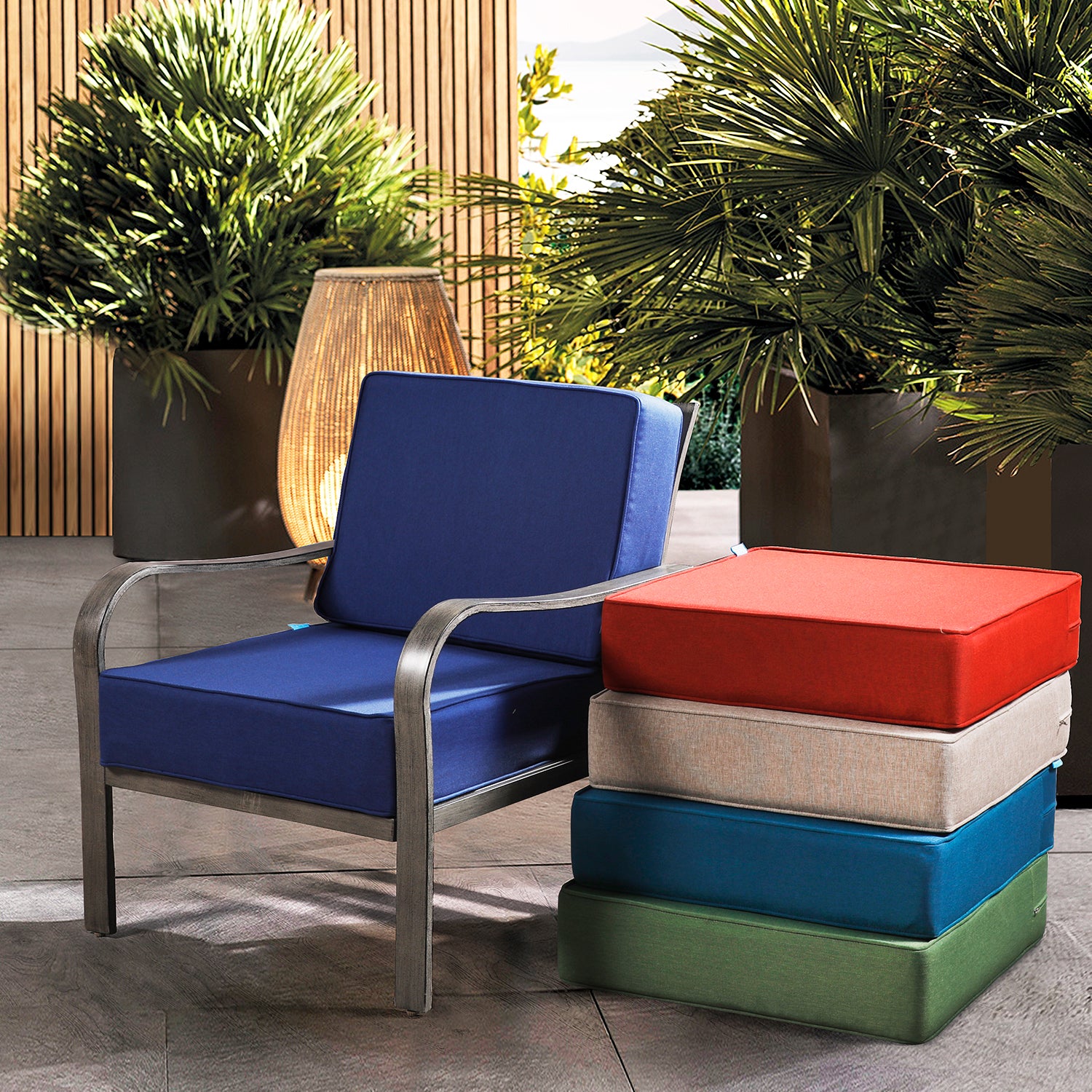 Outdoor Patio Furniture Cushion Set, 6" Thick Deep Seat & Back Cushions with Removable Covers, Fade-Resistant UV Resistant Cushions, 24" x 24"