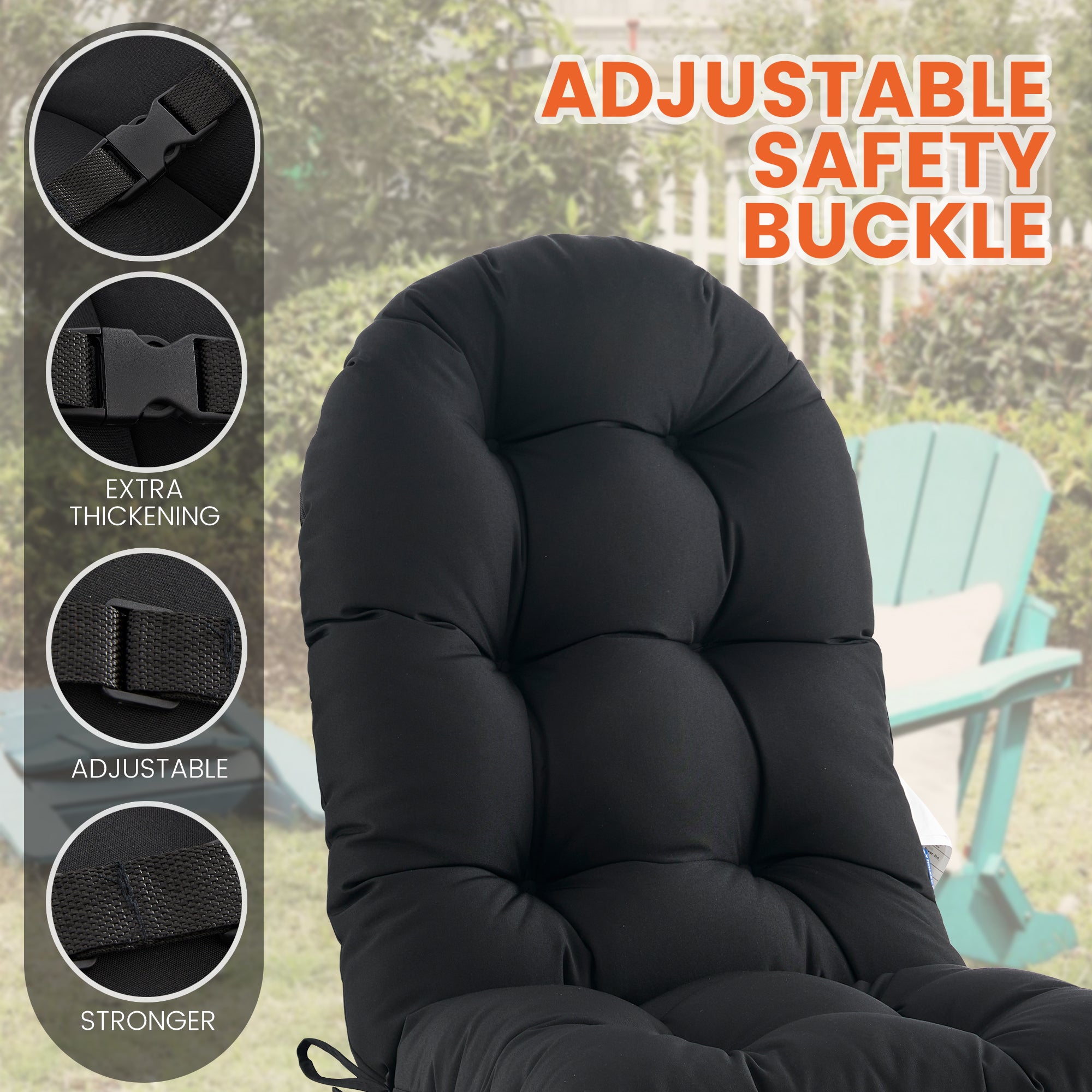 Outdoor High Back Chair Cushion, Thick Tufted Seat Pad with UV & Water-Resistant Fabric, 48" x 21" x 4"
