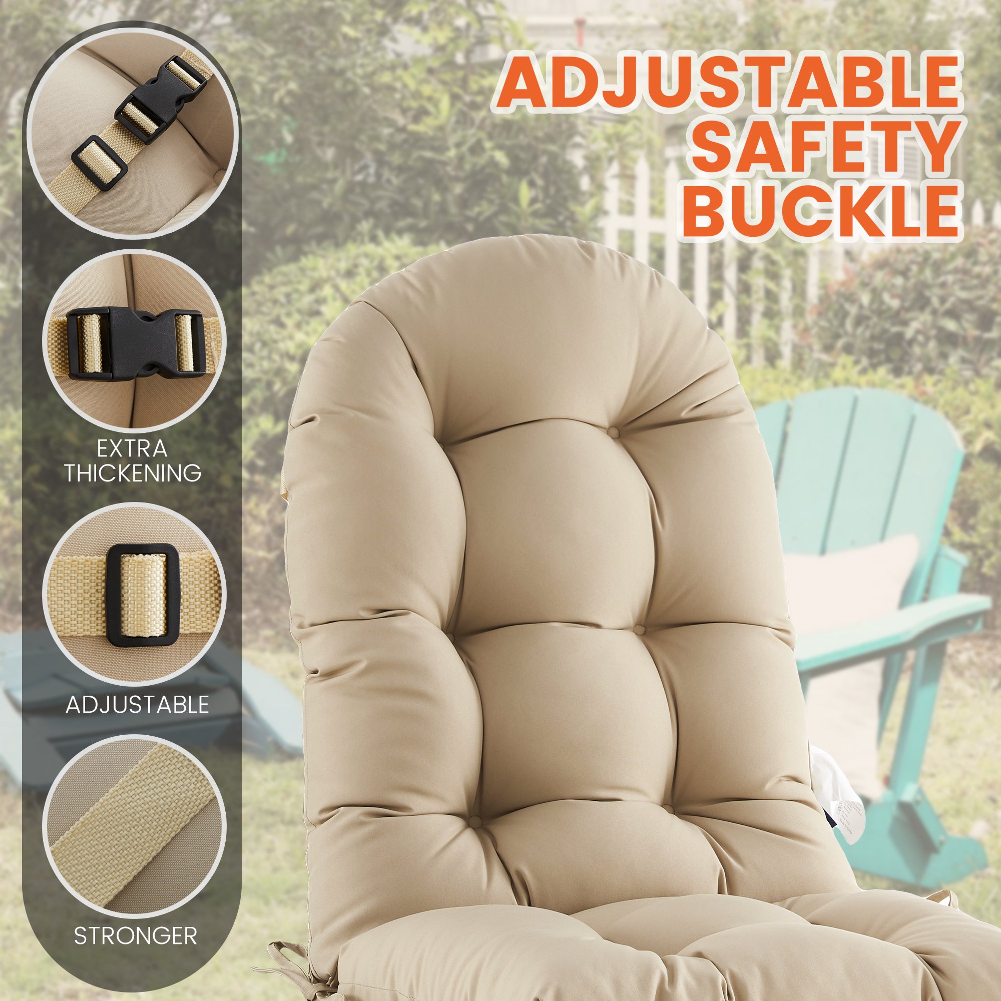 Outdoor High Back Chair Cushion, Thick Tufted Seat Pad with UV & Water-Resistant Fabric, 48" x 21" x 4"
