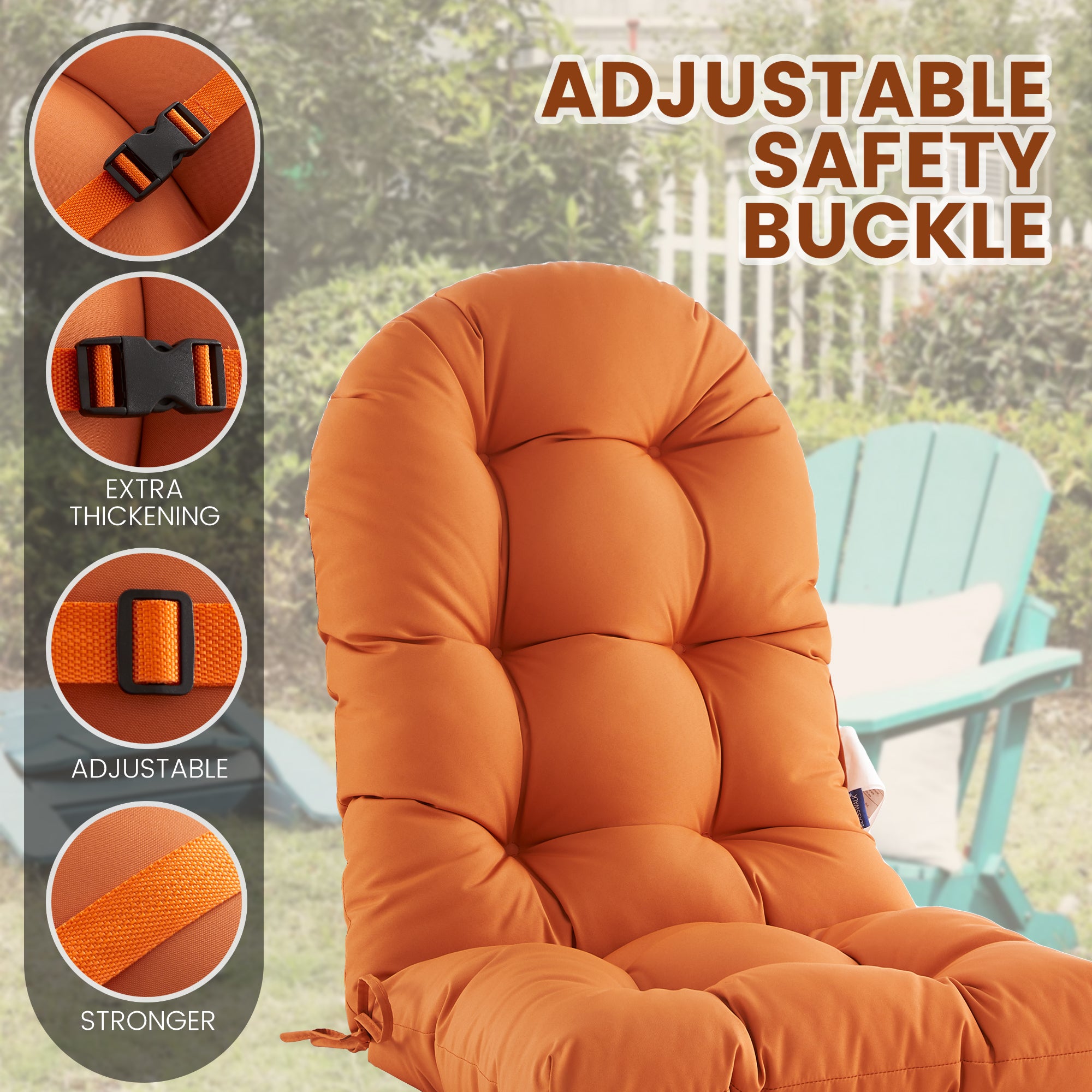 Outdoor High Back Chair Cushion, Thick Tufted Seat Pad with UV & Water-Resistant Fabric, 48" x 21" x 4"