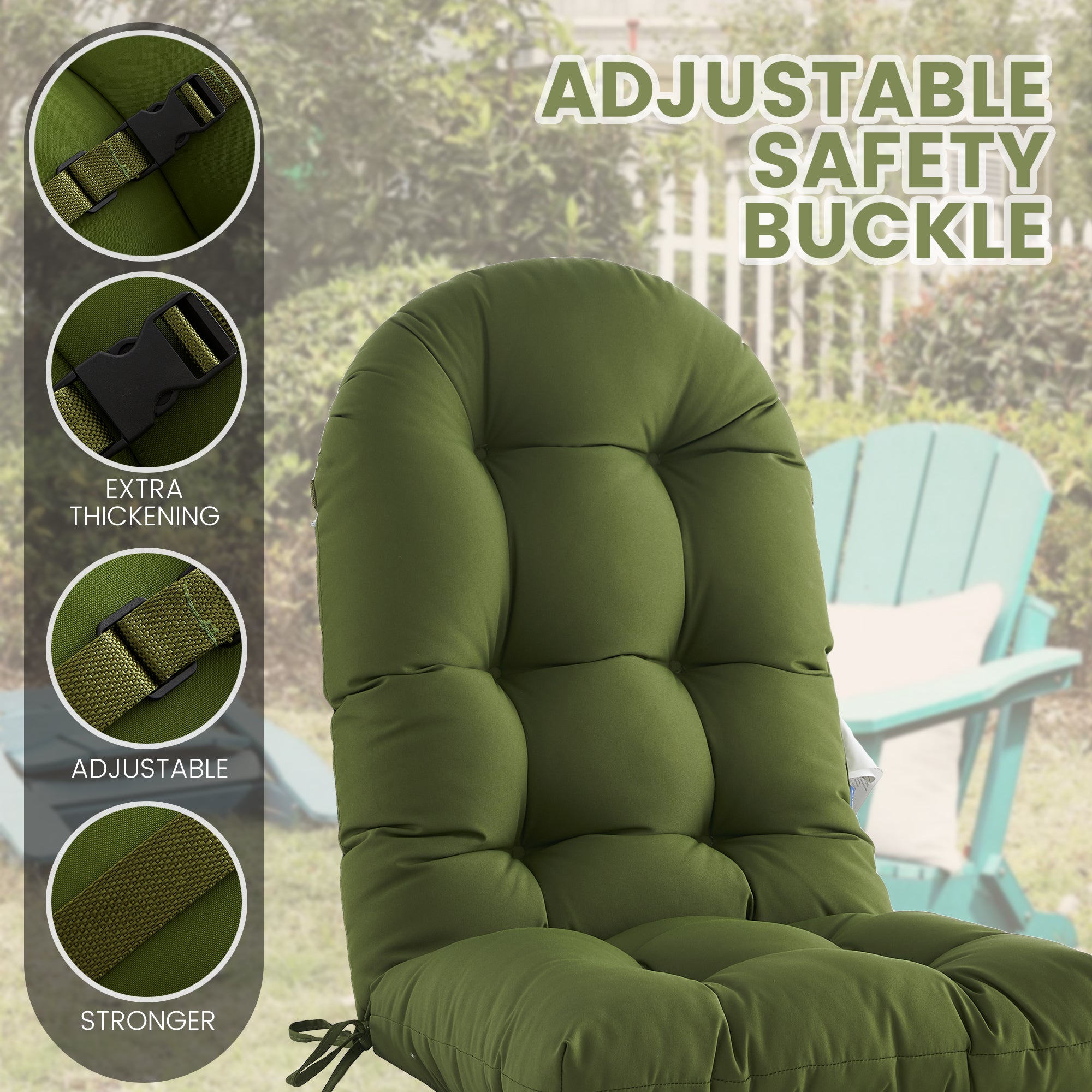 Outdoor High Back Chair Cushion, Thick Tufted Seat Pad with UV & Water-Resistant Fabric, 48" x 21" x 4"