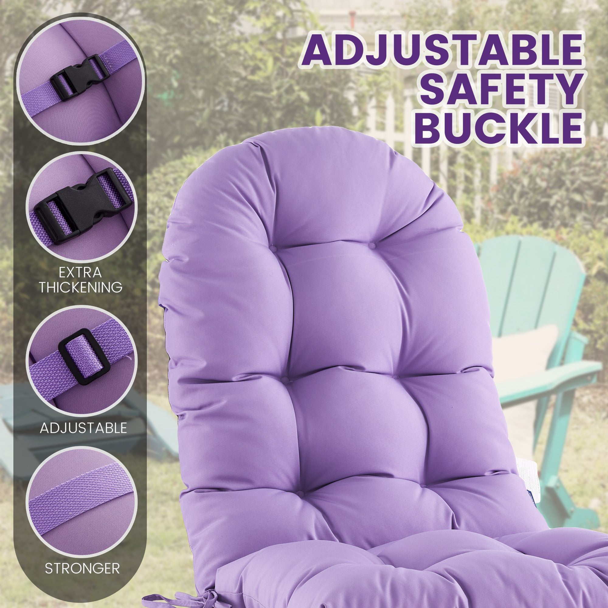 Outdoor High Back Chair Cushion, Thick Tufted Seat Pad with UV & Water-Resistant Fabric, 48" x 21" x 4"