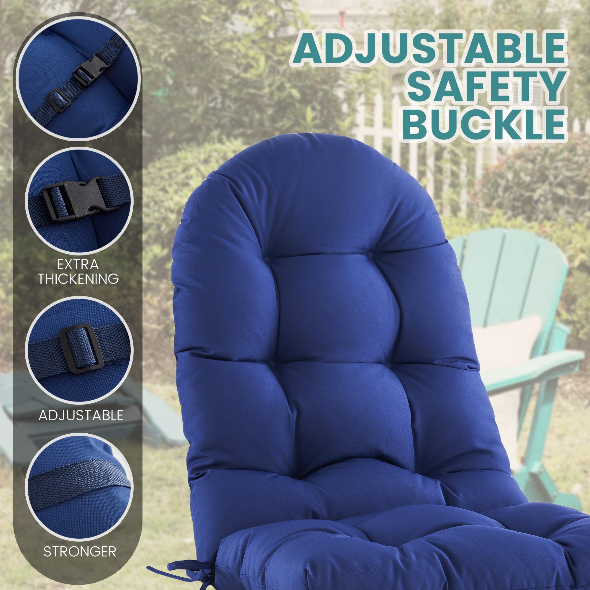 Outdoor High Back Chair Cushion, Thick Tufted Seat Pad with UV & Water-Resistant Fabric, 48" x 21" x 4"