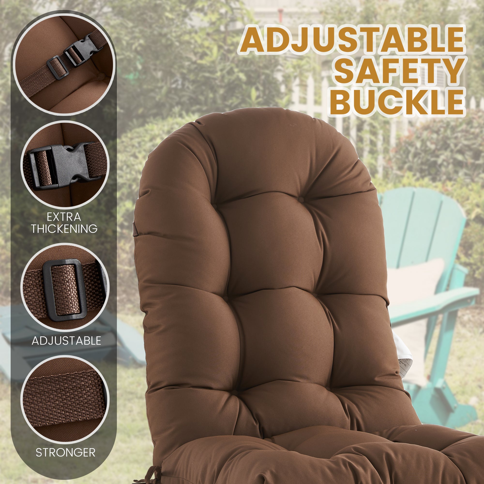 Outdoor High Back Chair Cushion, Thick Tufted Seat Pad with UV & Water-Resistant Fabric, 48" x 21" x 4"
