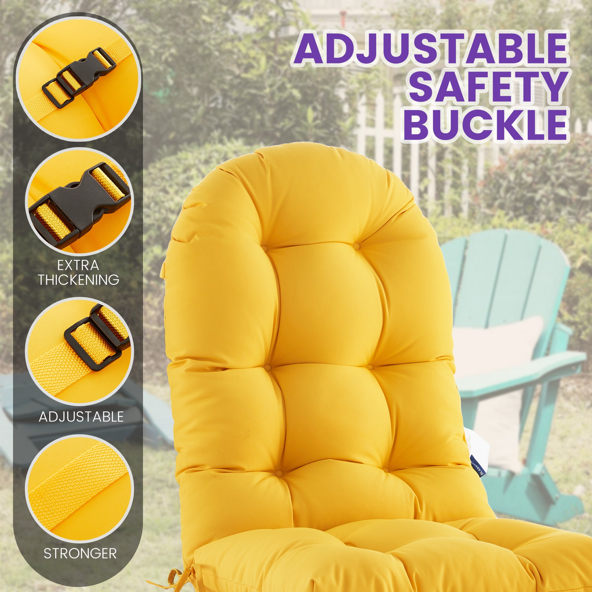 Outdoor High Back Chair Cushion, Thick Tufted Seat Pad with UV & Water-Resistant Fabric, 48" x 21" x 4"