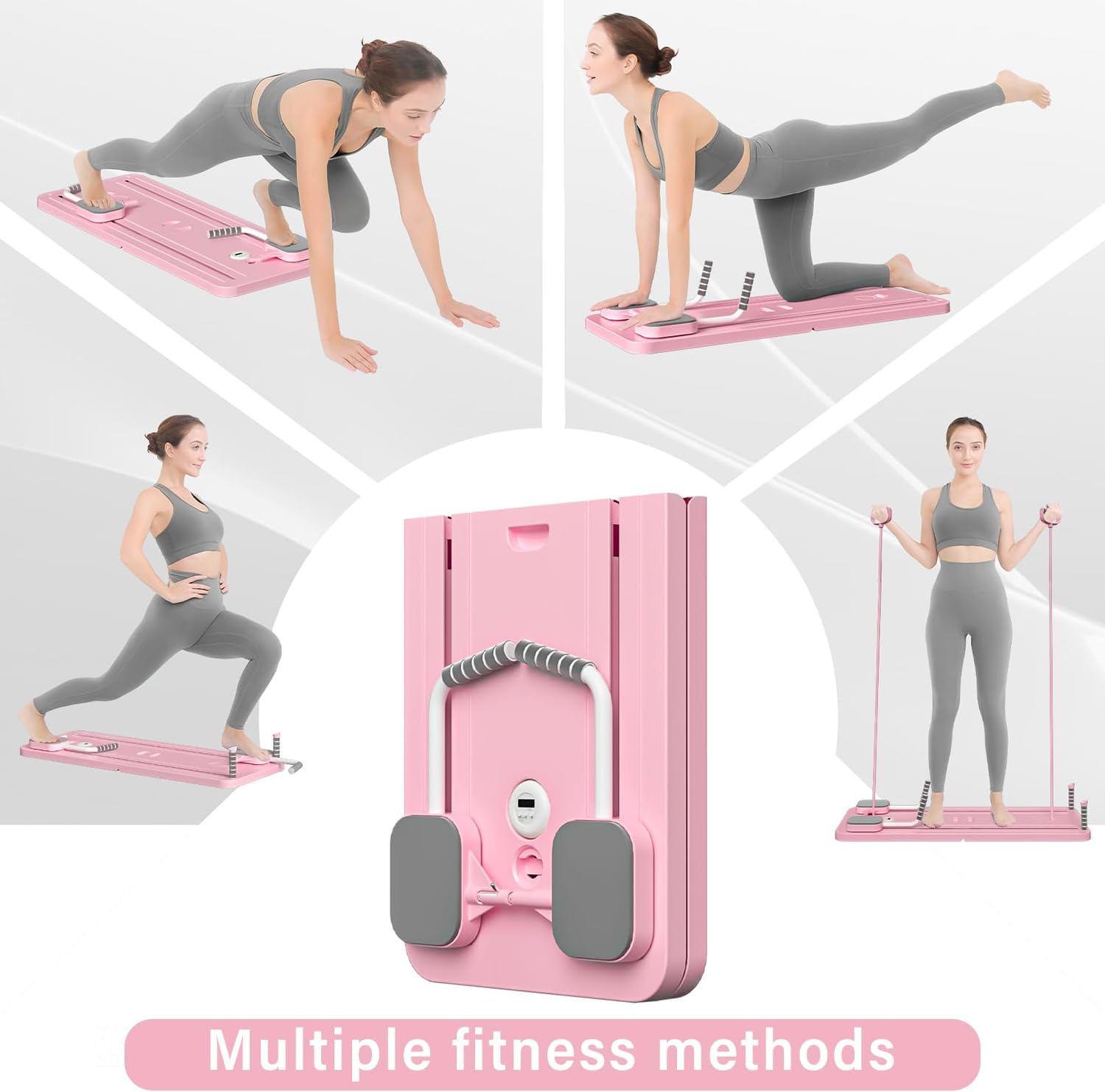 STAYOUNG Multifunctional Pilates Abdominal Board - Exercise Fitness Board, Foldable Home Gym Exercise Fitness Equipment for Strength Training Core Workout, Suitable for Fitness, Weight Loss (Pink)