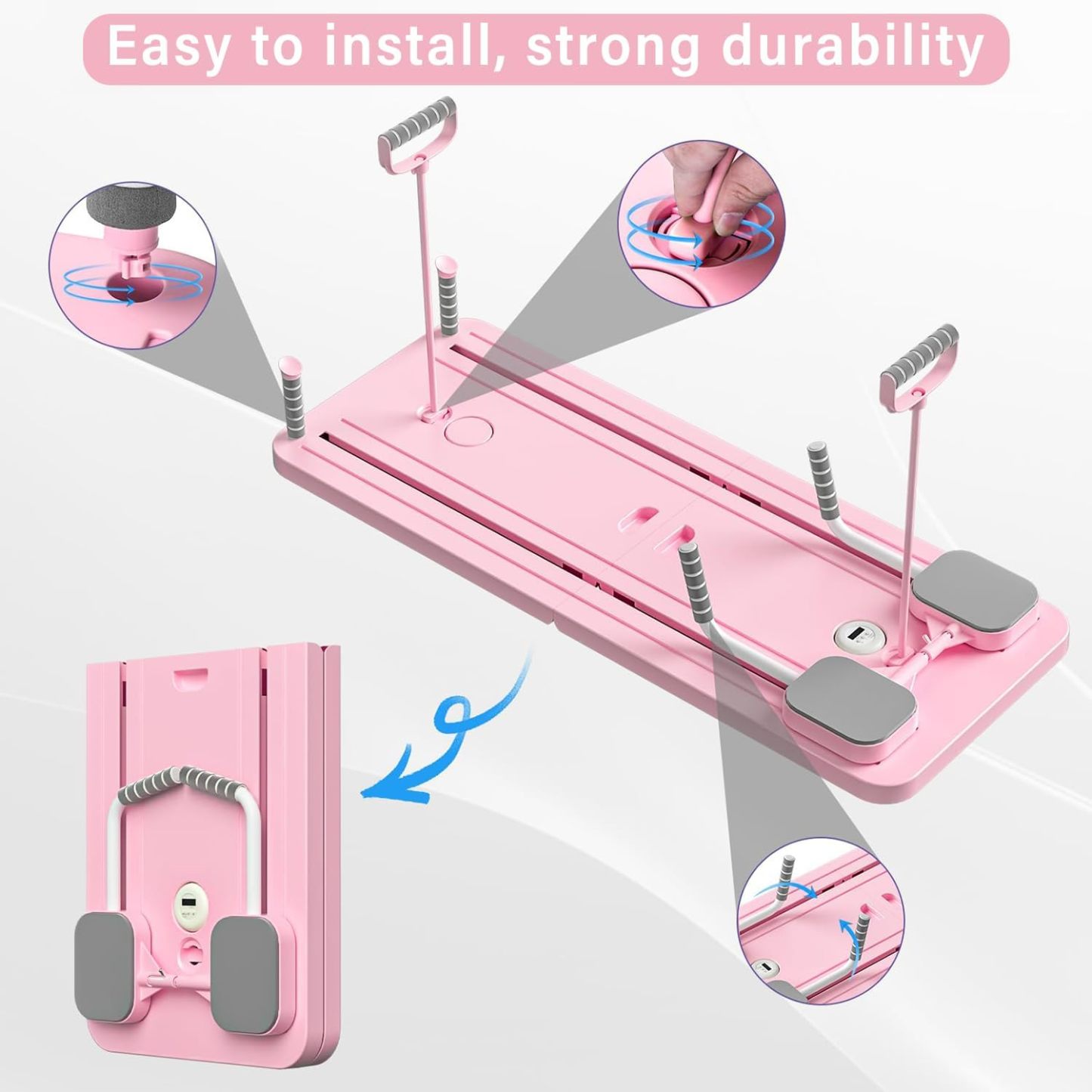 STAYOUNG Multifunctional Pilates Abdominal Board - Exercise Fitness Board, Foldable Home Gym Exercise Fitness Equipment for Strength Training Core Workout, Suitable for Fitness, Weight Loss (Pink)