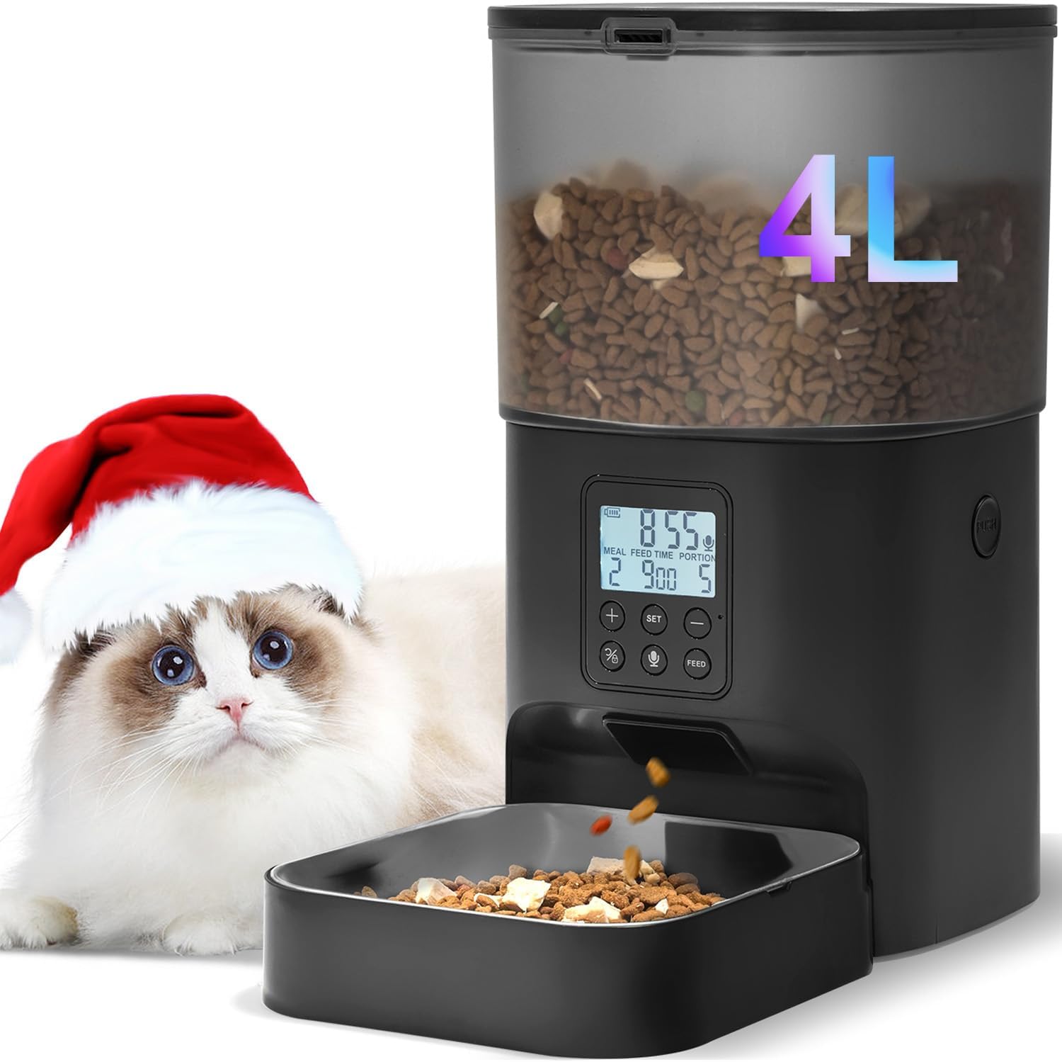 Automatic Cat Feeder, 4L Cat Food Dispenser