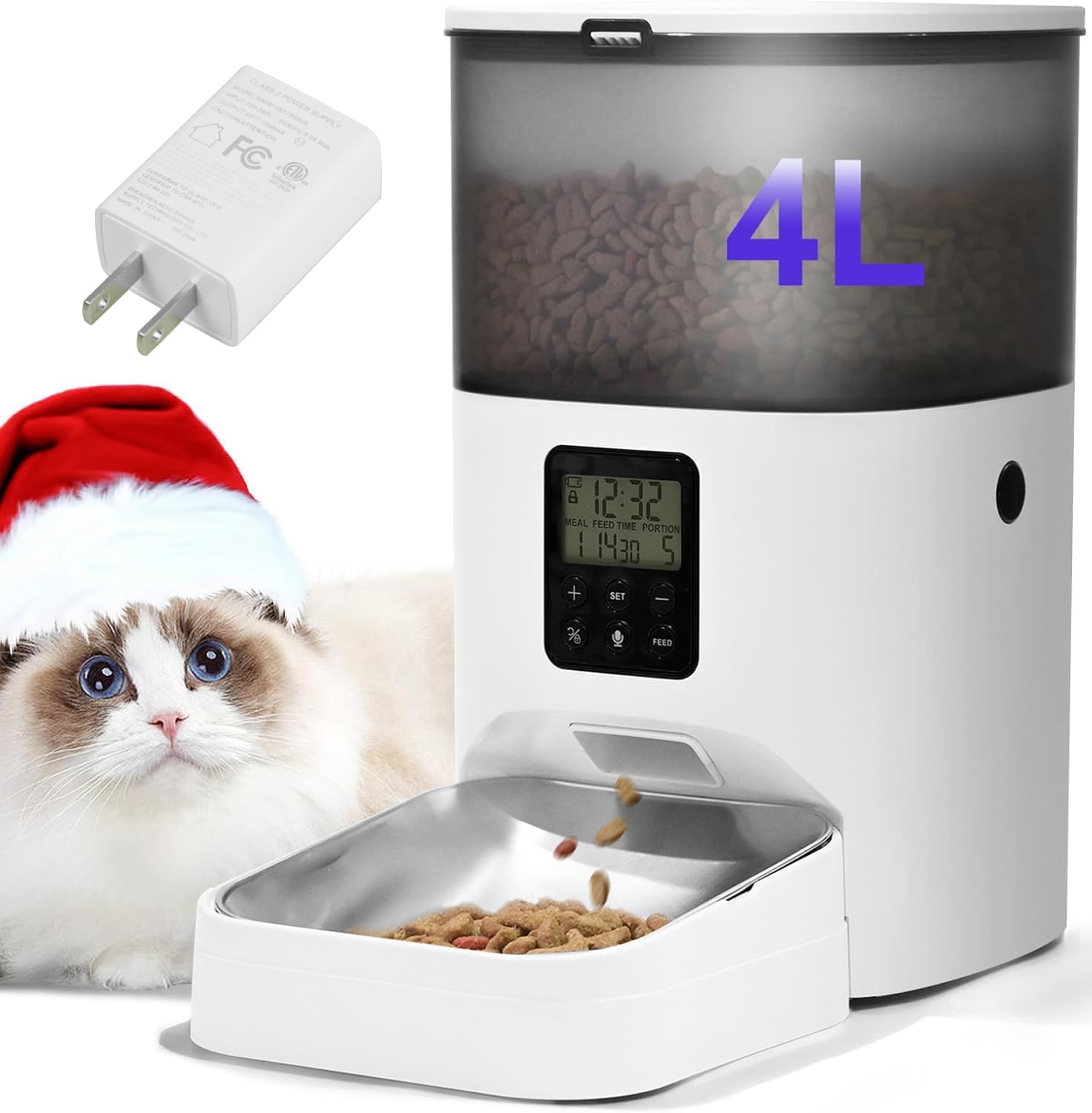 Automatic Cat Feeder, 4L Cat Food Dispenser