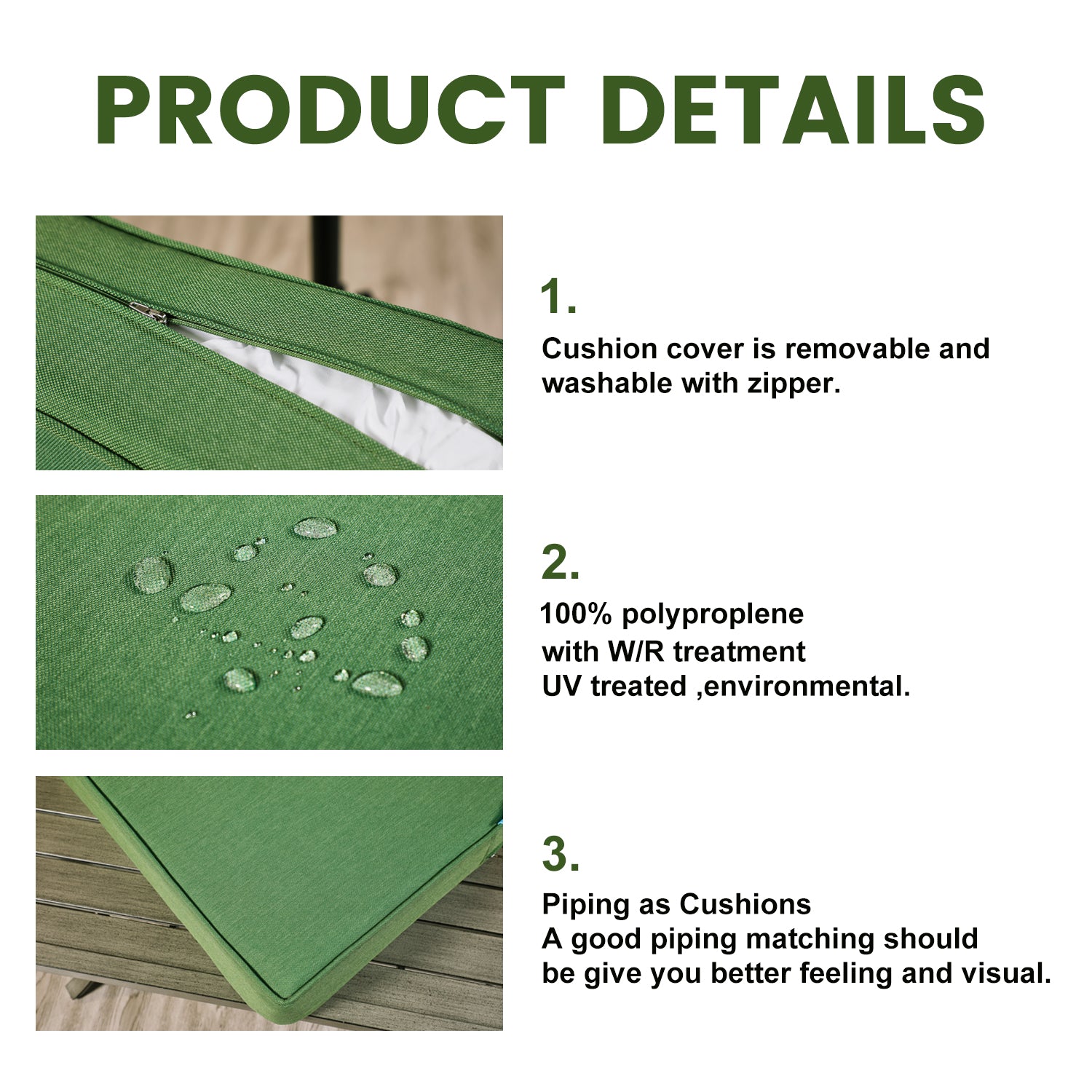 Outdoor Patio Furniture Cushion Set, 6" Thick Deep Seat & Back Cushions with Removable Covers, Fade-Resistant UV Resistant Cushions, 24" x 24"