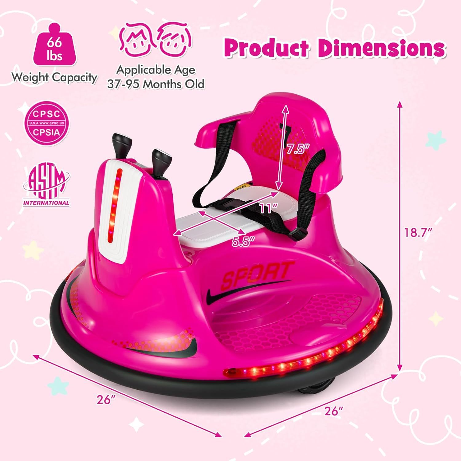 12V Kids Electric Bumper Car with Remote Control, 360° Spin, LED Lights & Music