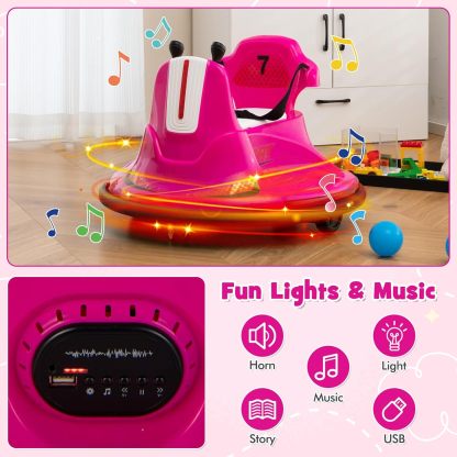 12V Kids Electric Bumper Car with Remote Control, 360° Spin, LED Lights & Music