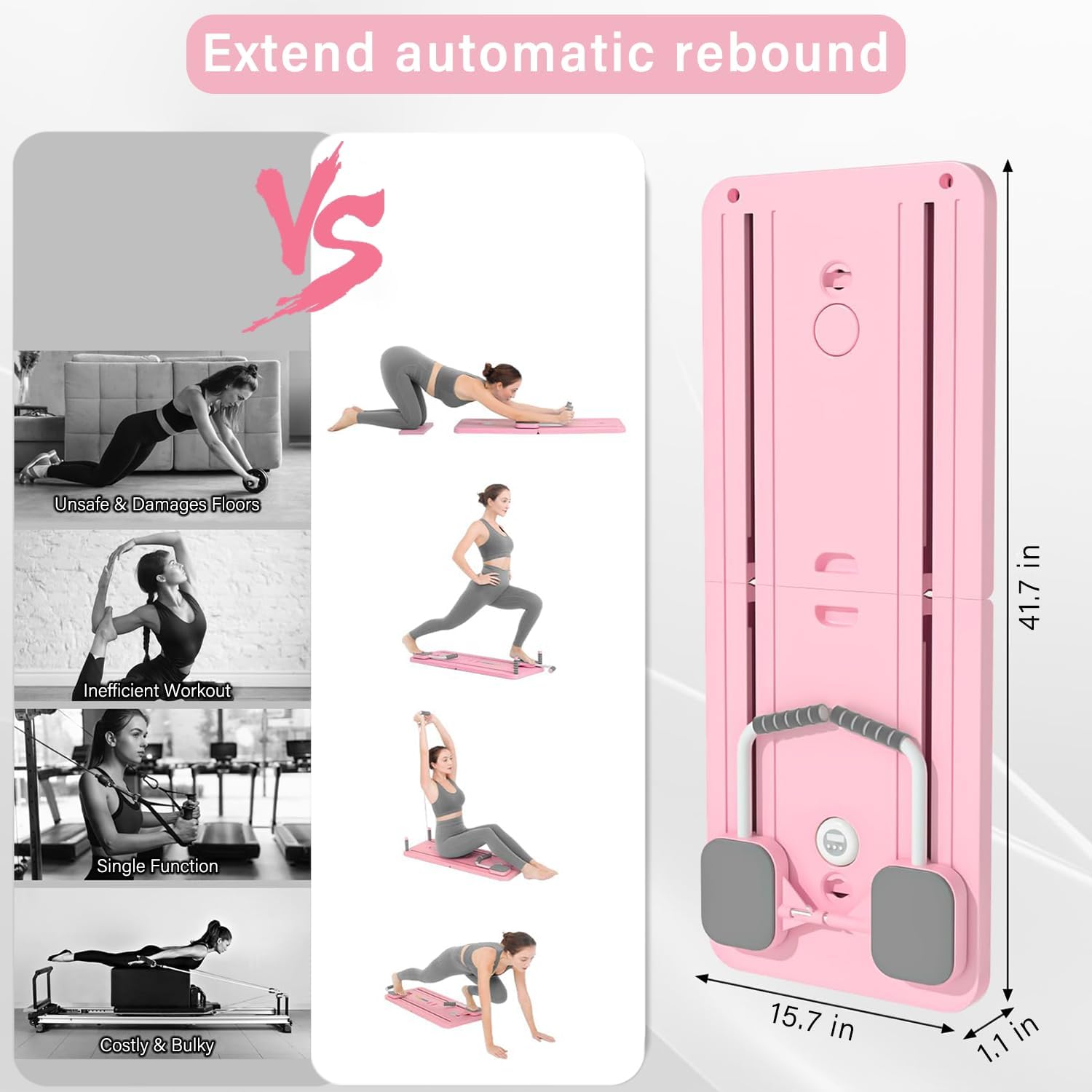 STAYOUNG Multifunctional Pilates Abdominal Board - Exercise Fitness Board, Foldable Home Gym Exercise Fitness Equipment for Strength Training Core Workout, Suitable for Fitness, Weight Loss (Pink)