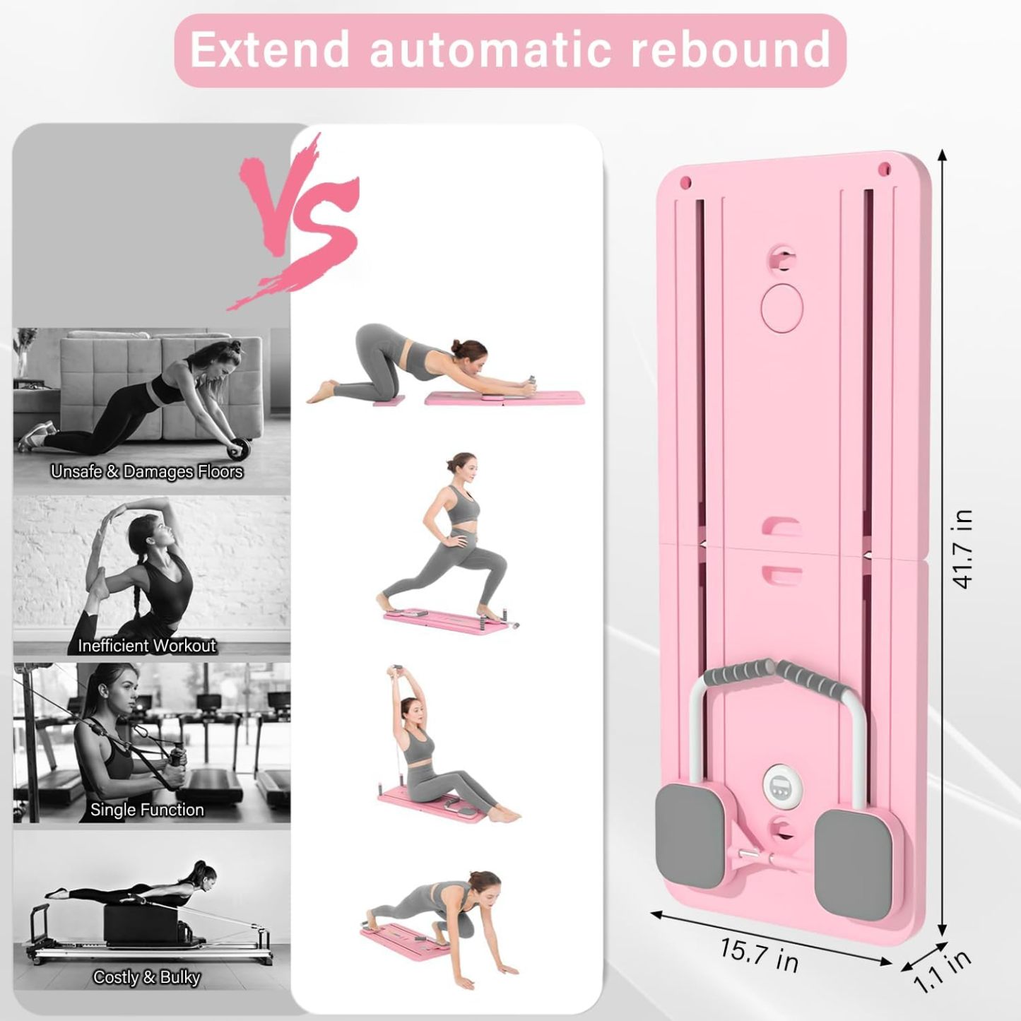 STAYOUNG Multifunctional Pilates Abdominal Board - Exercise Fitness Board, Foldable Home Gym Exercise Fitness Equipment for Strength Training Core Workout, Suitable for Fitness, Weight Loss (Pink)