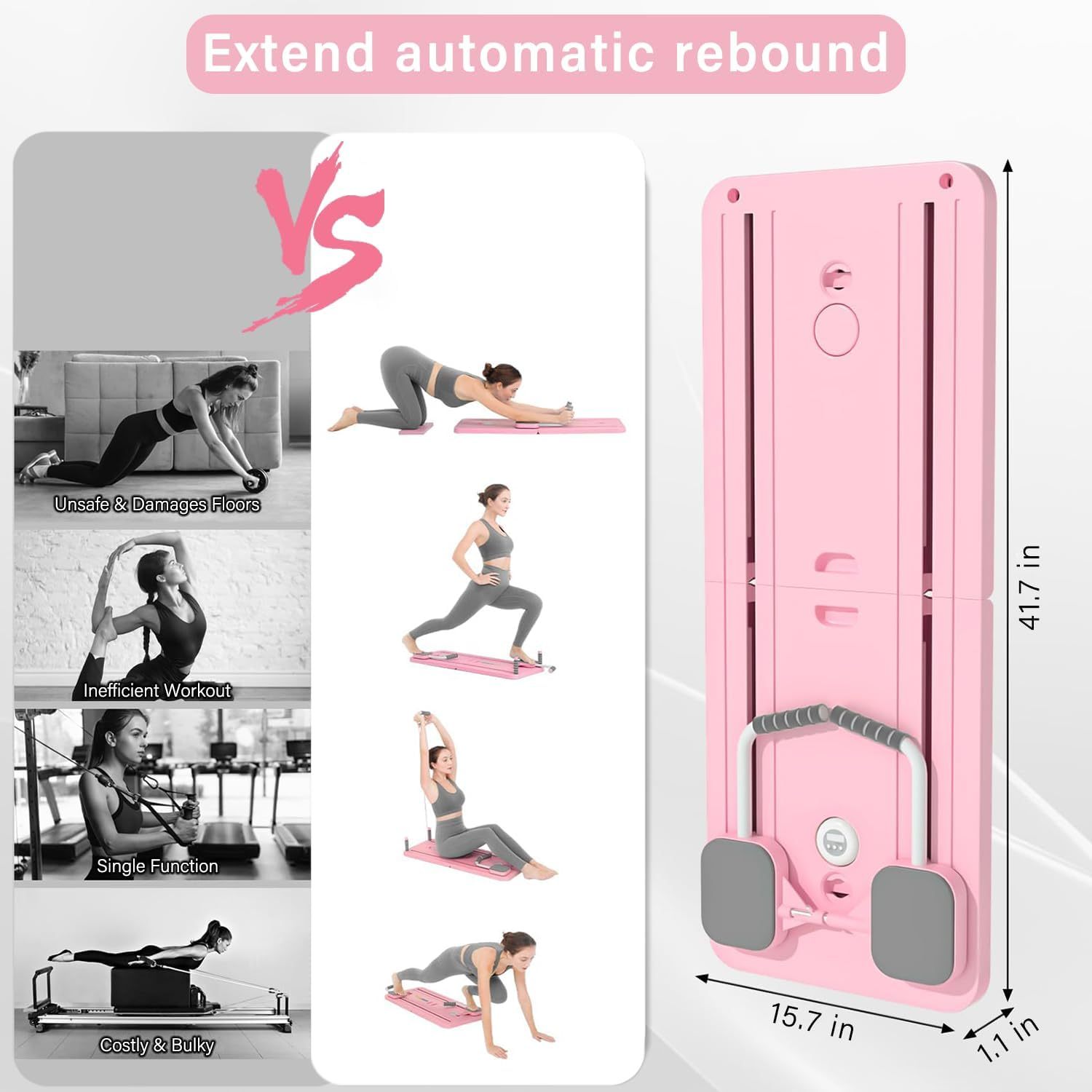 STAYOUNG Multifunctional Pilates Abdominal Board - Exercise Fitness Board, Foldable Home Gym Exercise Fitness Equipment for Strength Training Core Workout, Suitable for Fitness, Weight Loss (Pink)