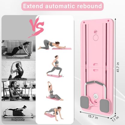 STAYOUNG Multifunctional Pilates Abdominal Board - Exercise Fitness Board, Foldable Home Gym Exercise Fitness Equipment for Strength Training Core Workout, Suitable for Fitness, Weight Loss (Pink)