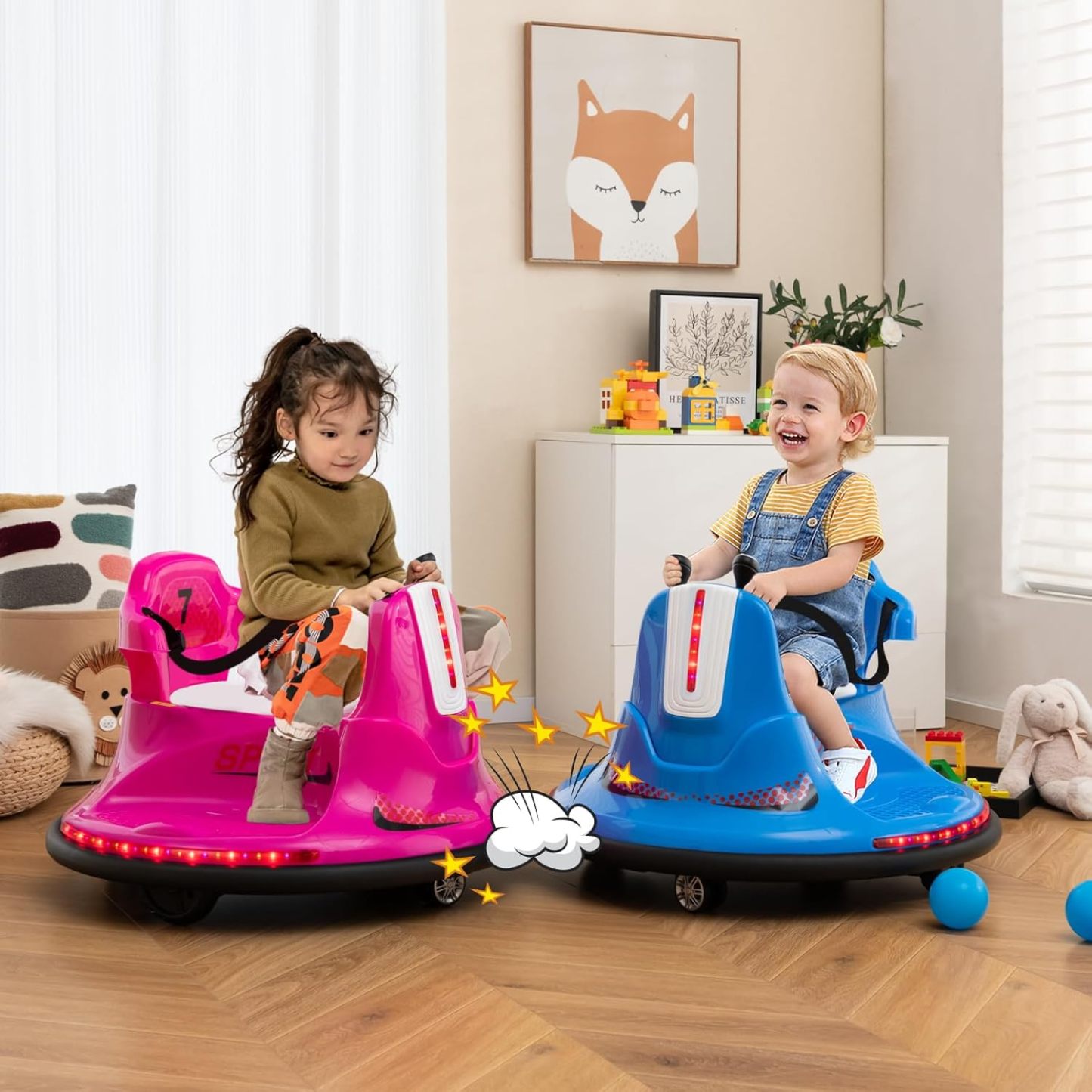 12V Kids Electric Bumper Car with Remote Control, 360° Spin, LED Lights & Music